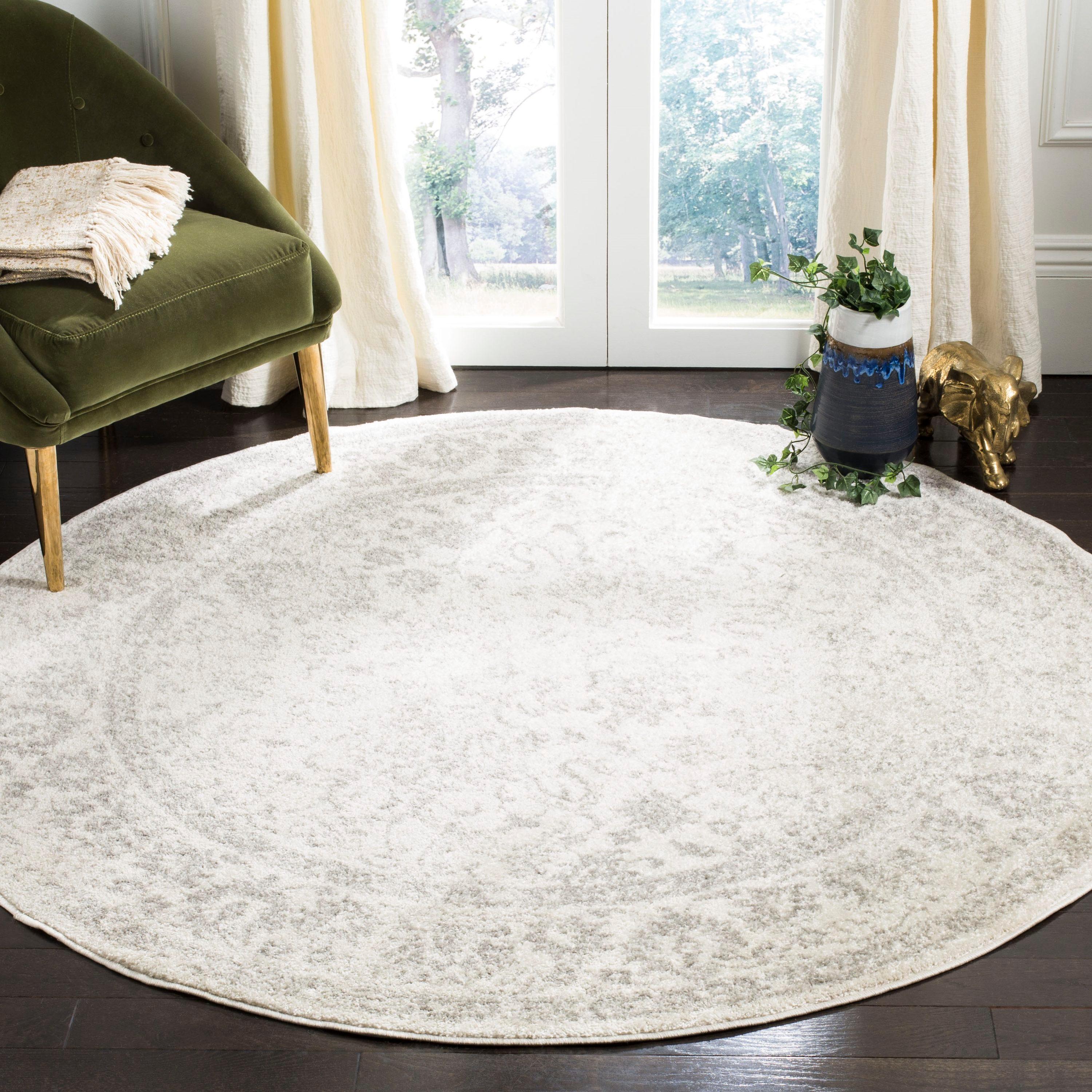 Adirondack ADR109 Machine Made Indoor Area Rug - Ivory/Silver - 10' Round - Safavieh