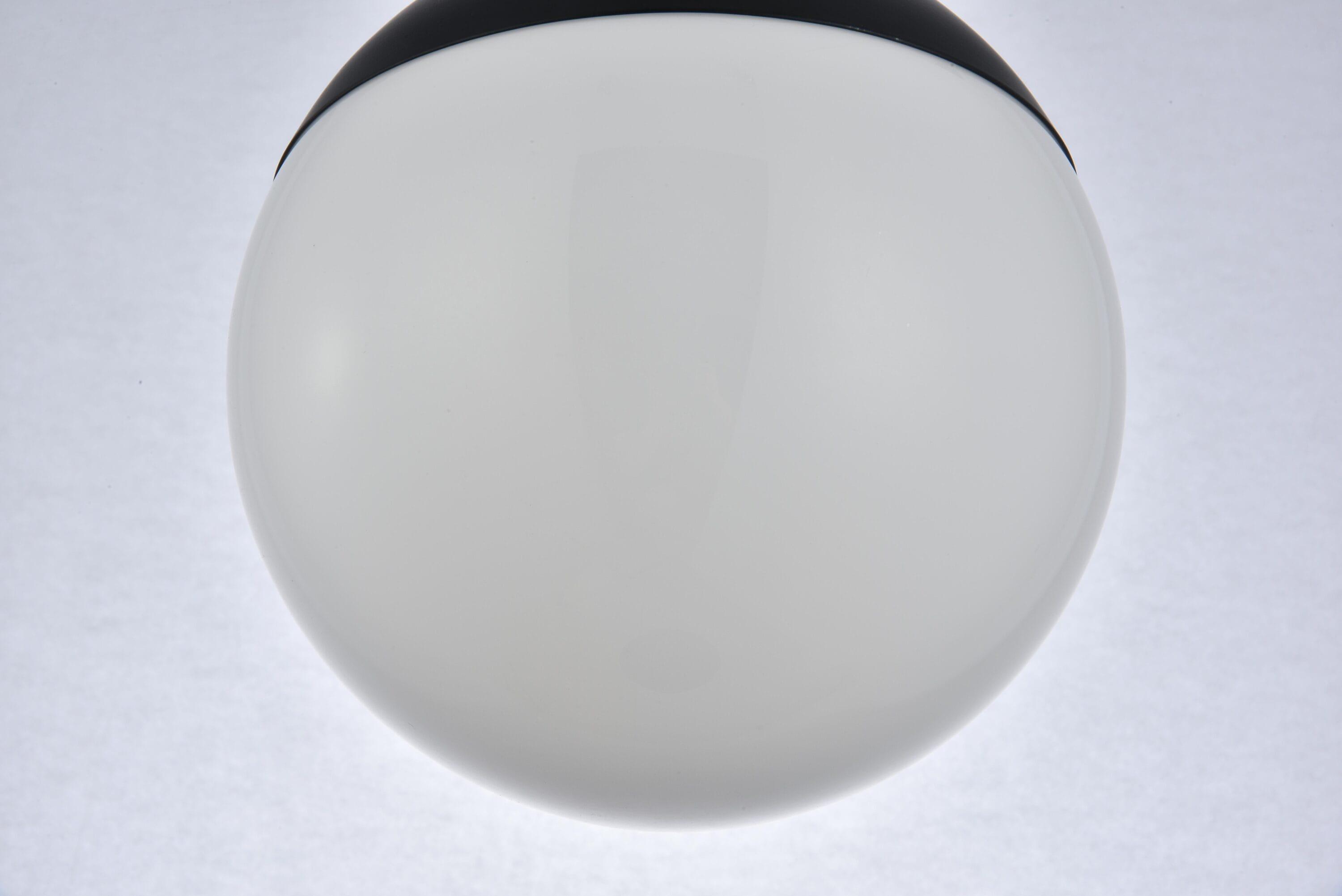 Elegant Lighting Eclipse 1 Light Black plug in pendant With Frosted White Glass
