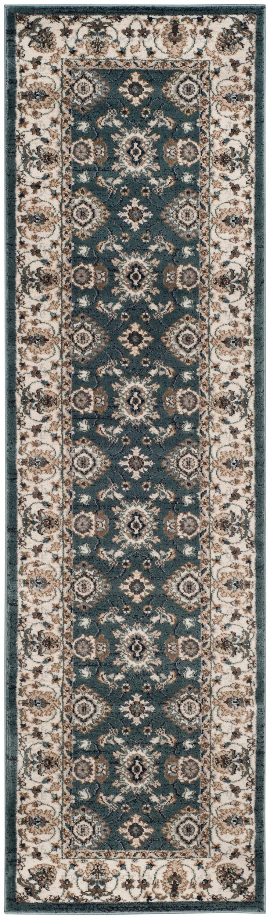 Lyndhurst LNH332 Power Loomed Runner Rug - Teal/Cream - 2'3"x8' - Safavieh.