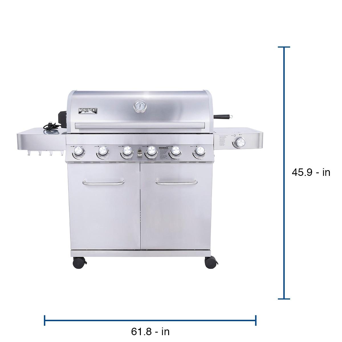 Monument Grill 77352 6-Burner Stainless Propane Gas Grillwith Rotisserie Kit