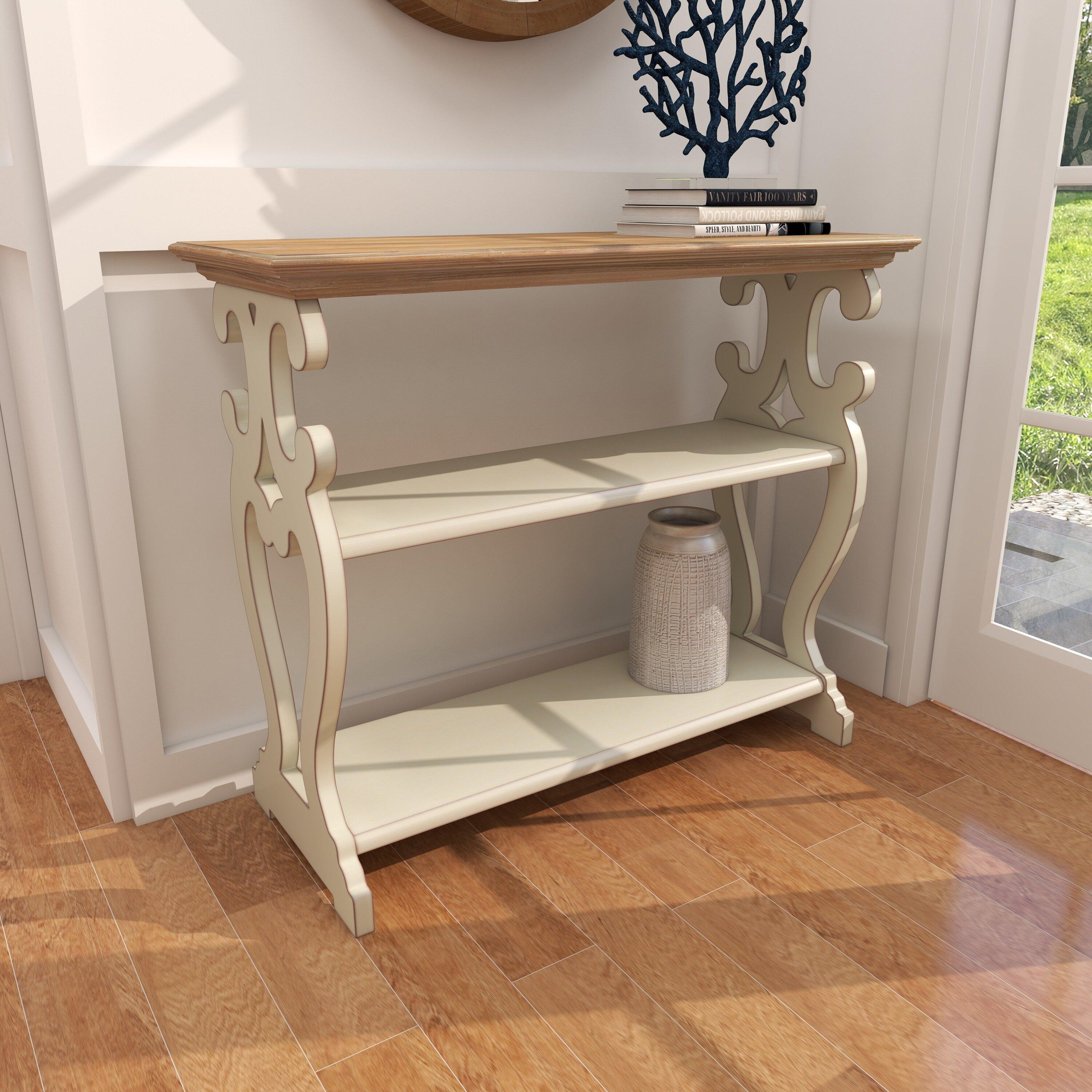 Farmhouse Wood Console Table Off White - Olivia & May: 2-Shelf Design, Tall Profile