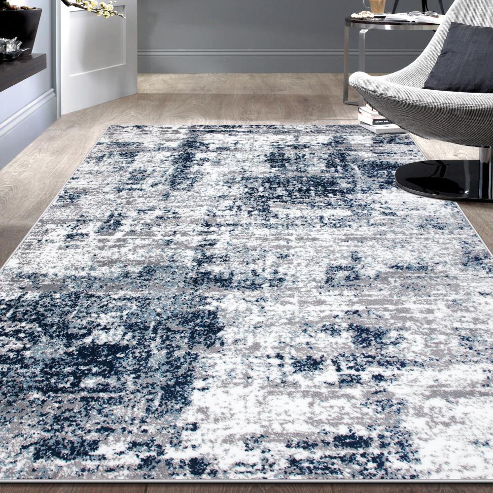 World Rug Gallery Distressed Abstract Blue 3'3" x 5' Area Rug