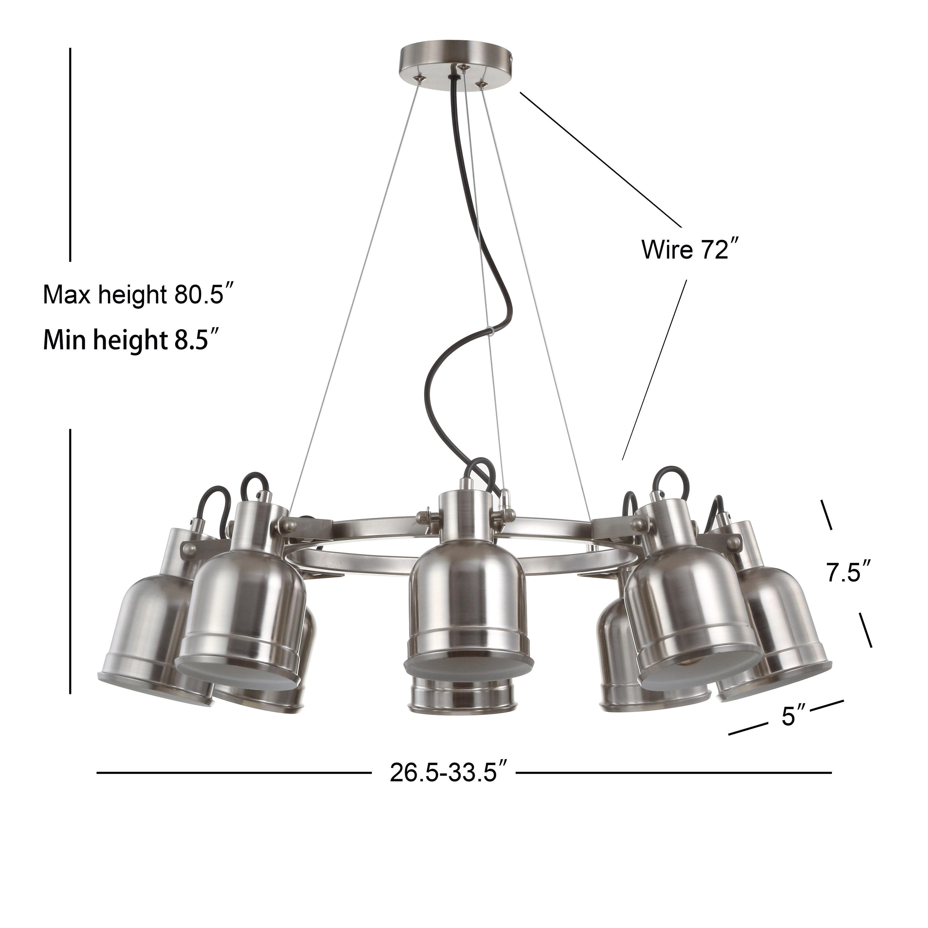 JONATHAN Y JYL6115A Liam 26.5" 8-Light Metal LED Chandelier Chandelier, Contemporary, Transitional for living room, dinning room, bedroom, office Bulb Included, Nickel