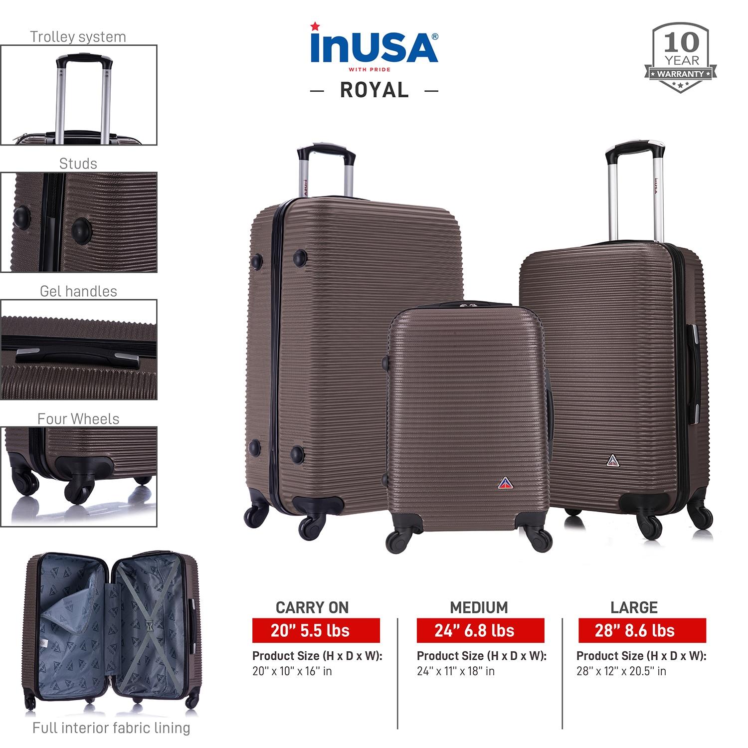 InUSA Royal 3pc Hardside Checked Spinner Luggage Set - Brown