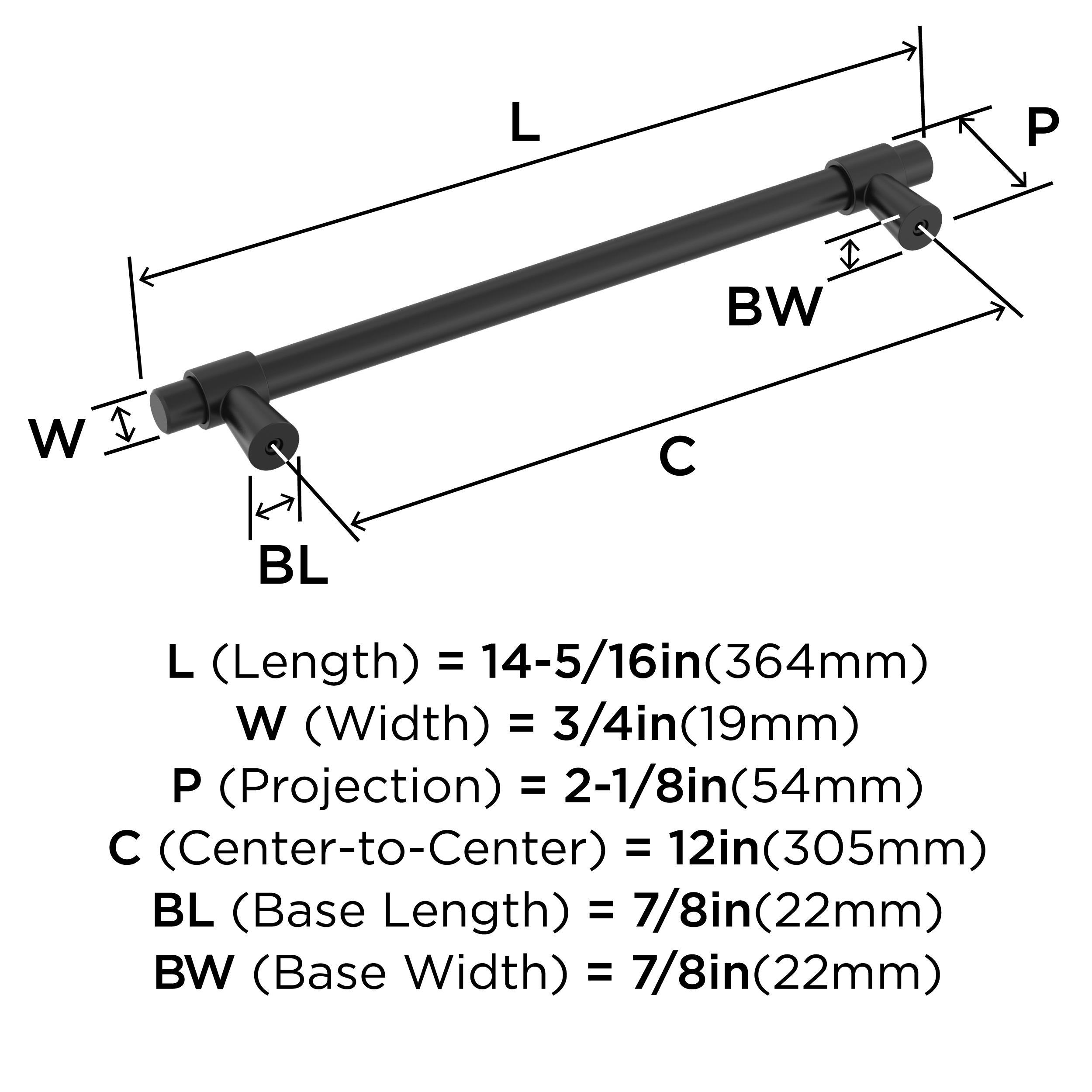 Amerock Destine 12 inch (305mm) Center-to-Center Matte Black Appliance Pull