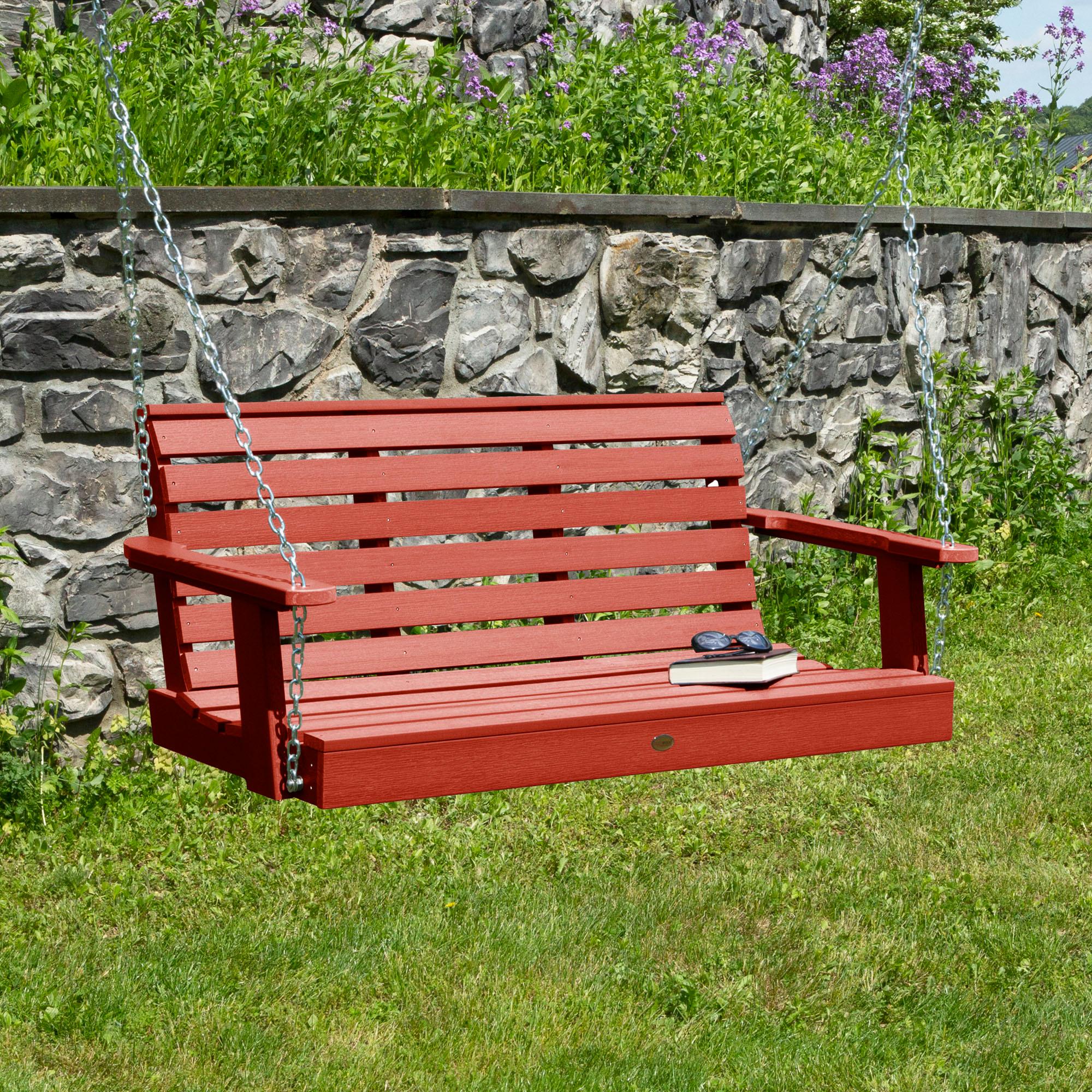 Weatherly 48" Rustic Red Recycled Plastic Porch Swing