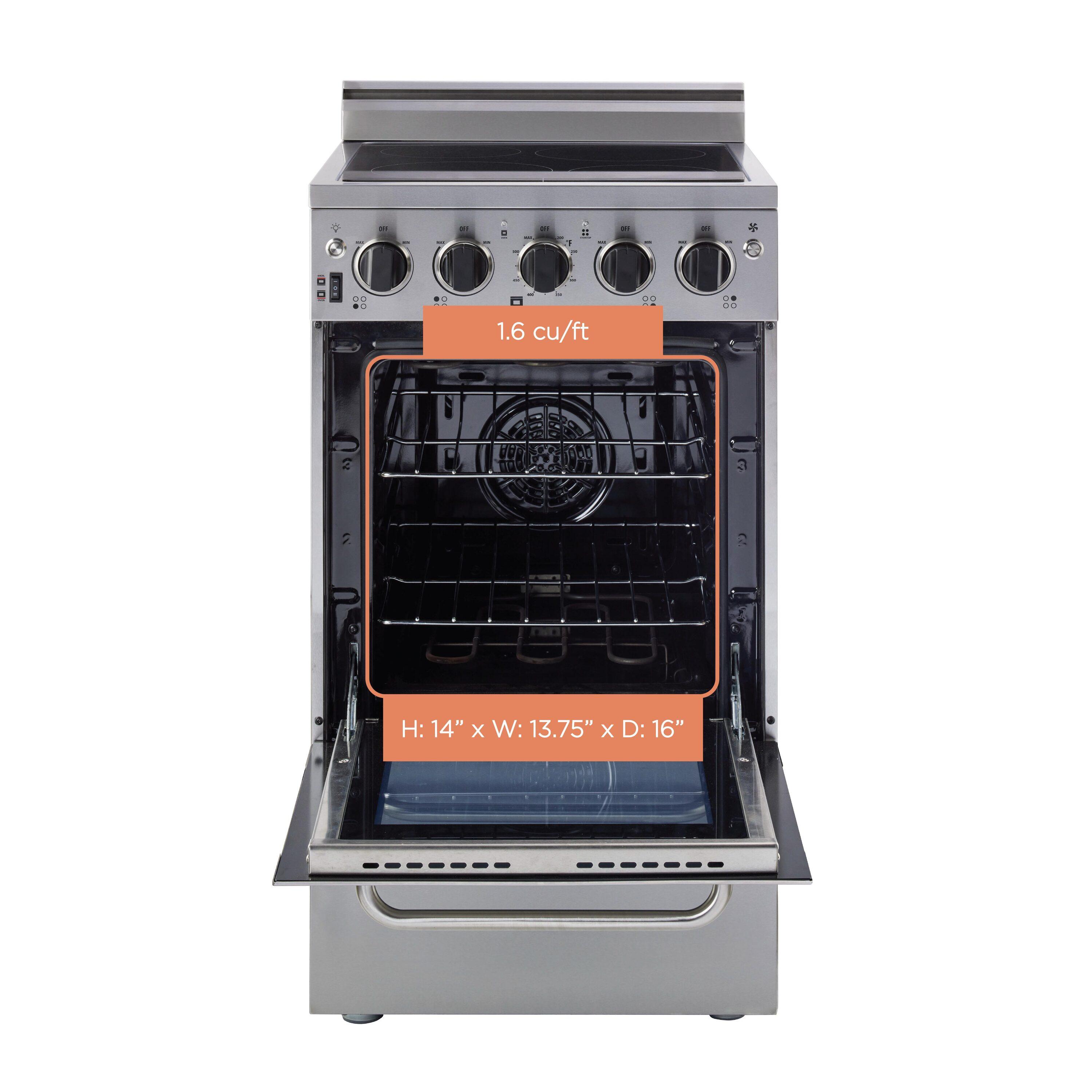 Prestige 19.5" 4 element 1.6 cu. ft. Freestanding Electric Glass Top Range with Convection Oven