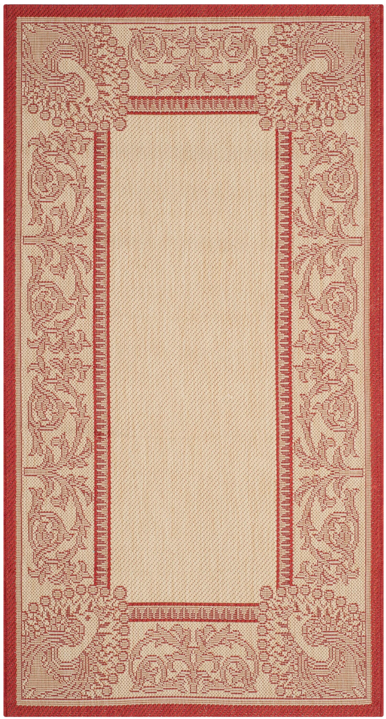 Courtyard CY2965 Power Loomed Indoor/Outdoor Accent Rug - Natural/Red - 2'7"x5' - Safavieh.