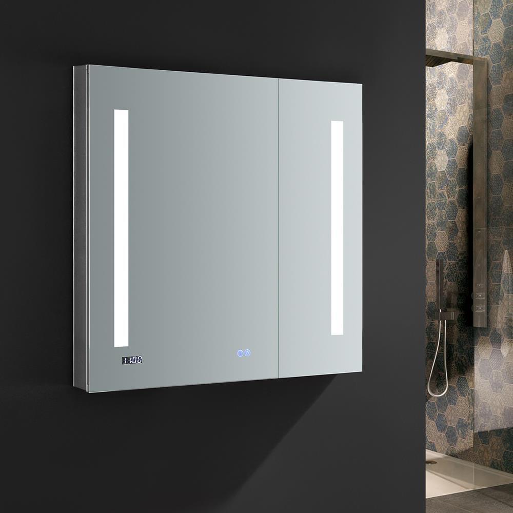 Fresca Tiempo 30x30" LED Lighting Aluminum Bathroom Medicine Cabinet in Mirrored