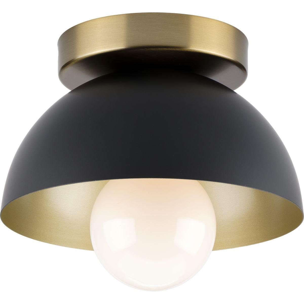 Eva Collection One-Light Matte Black Mid-Century Modern Flush Mount Light