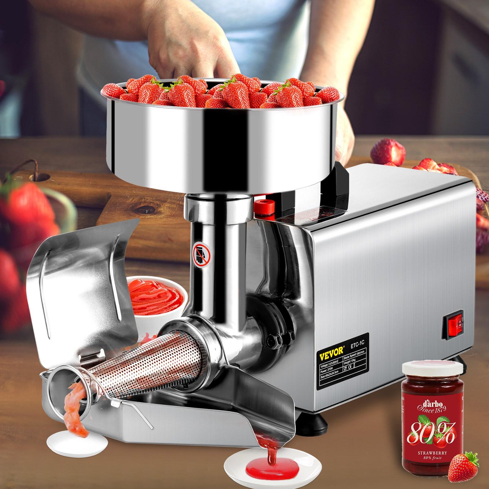 Stellweilan Tessberg 110V Electric Tomato Strainer 370W Commercial Grade Tomato Milling Machine Stainless Steel Tomato Press and Strainer 90-160 Kg/H Pure Copper Motor Food Strainer and Sauce Maker