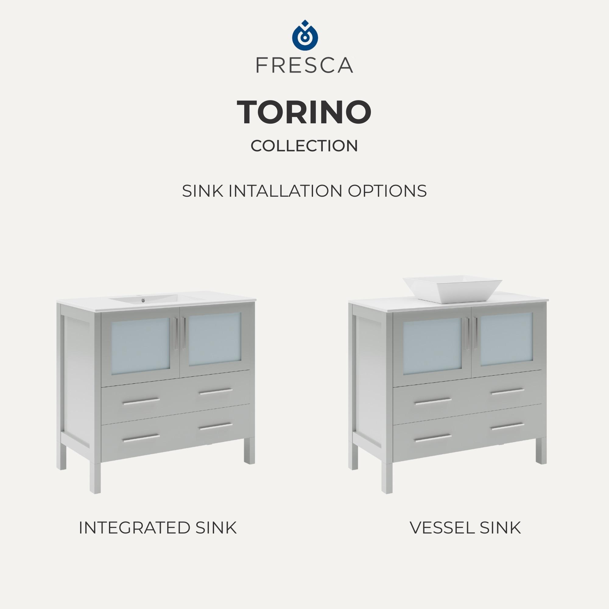 Torino 36'' Single Bathroom Vanity with Ceramic Top with Mirror