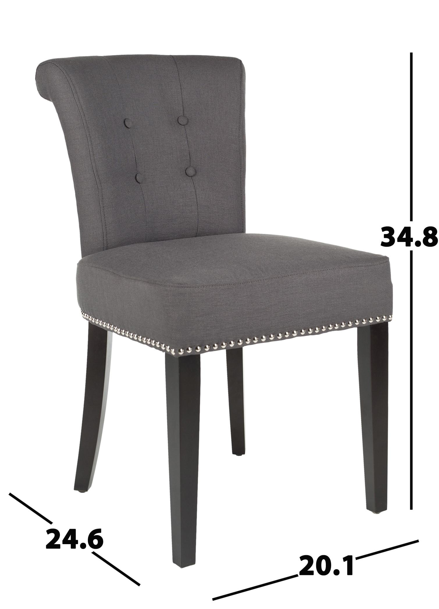 SAFAVIEH Sinclair Contemporary Glam Ring Chair w/ Silver Nail Heads, Charcoal/Espresso