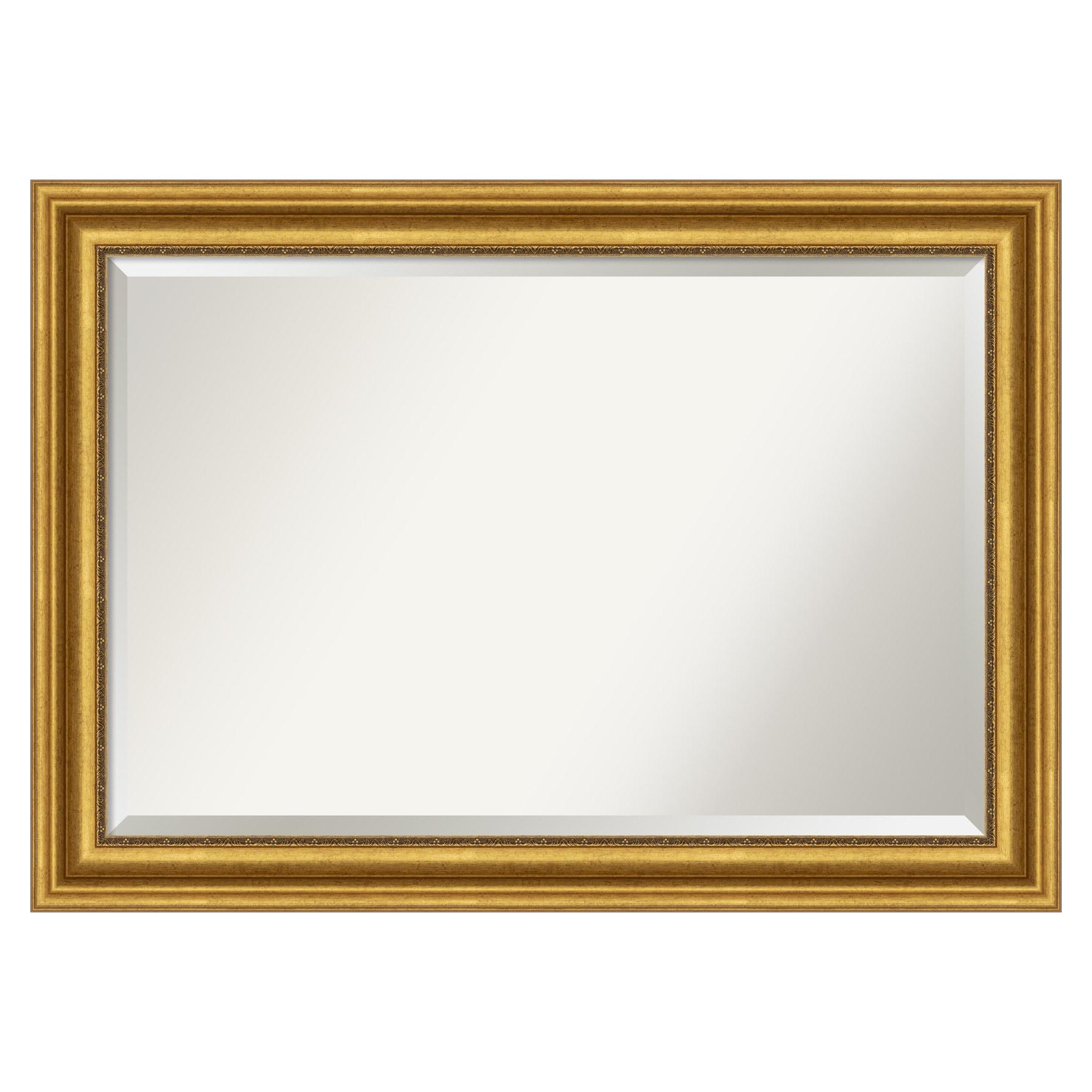 42"x30" Non-Beveled Parlor Gold Wall Mirror - Amanti Art: Modern Rectangle, Polystyrene Frame