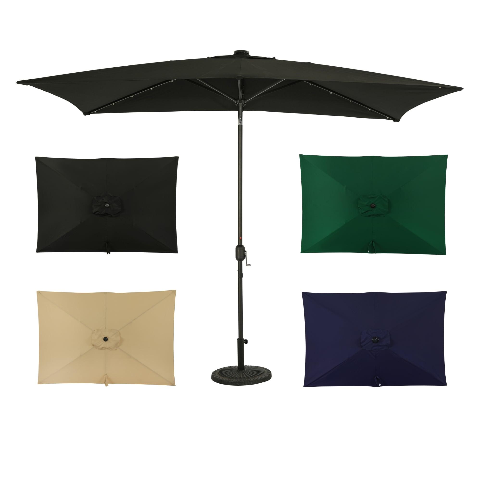 10' x 6.5' Rectangular Nassau Market Patio Umbrella with LED Bulb Lights Champagne - Island Umbrella: Solar-Powered, Weather-Resistant