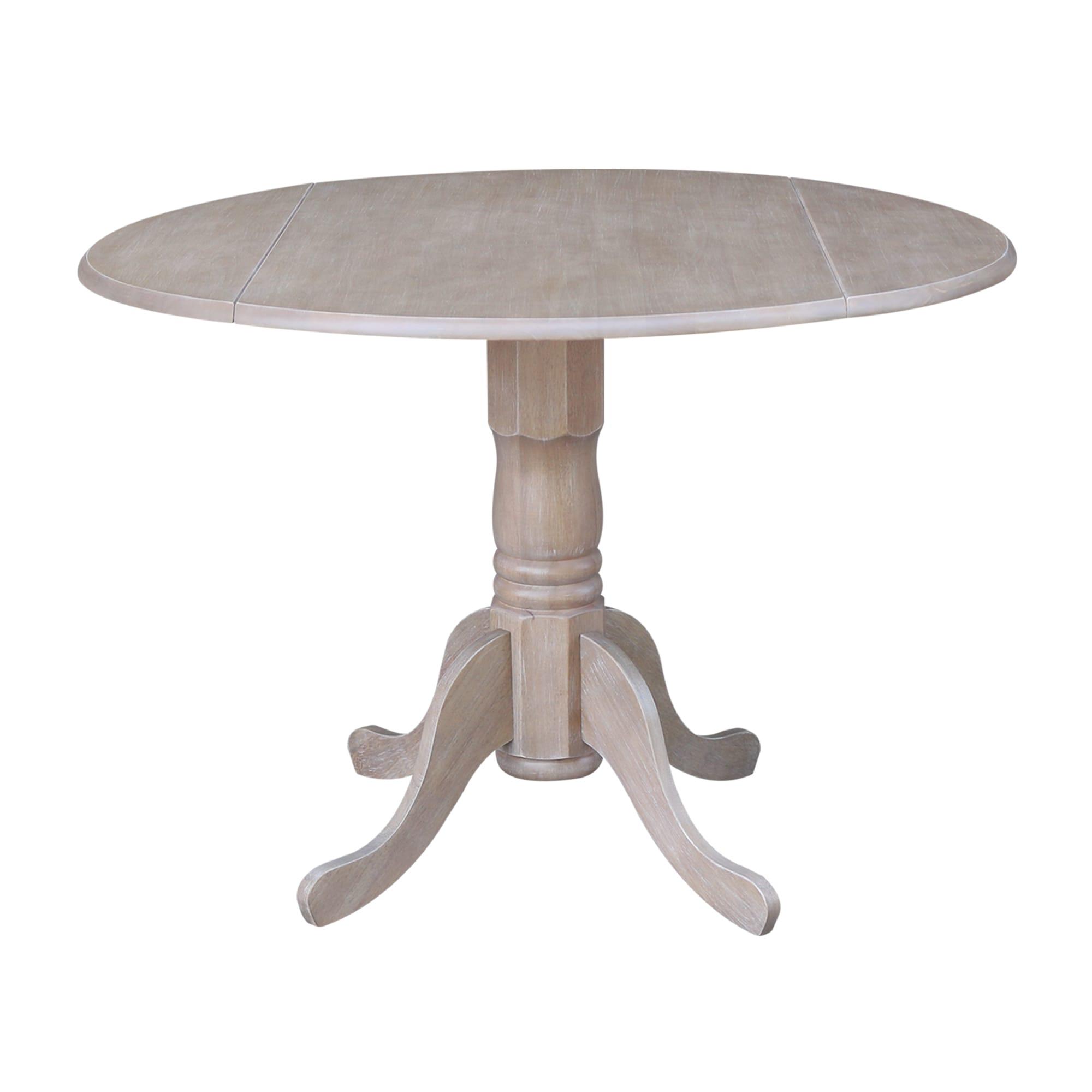 42" Mason Round Dual Drop Leaf Extendable Dining Table - International Concepts: Seats 4, Pedestal Base