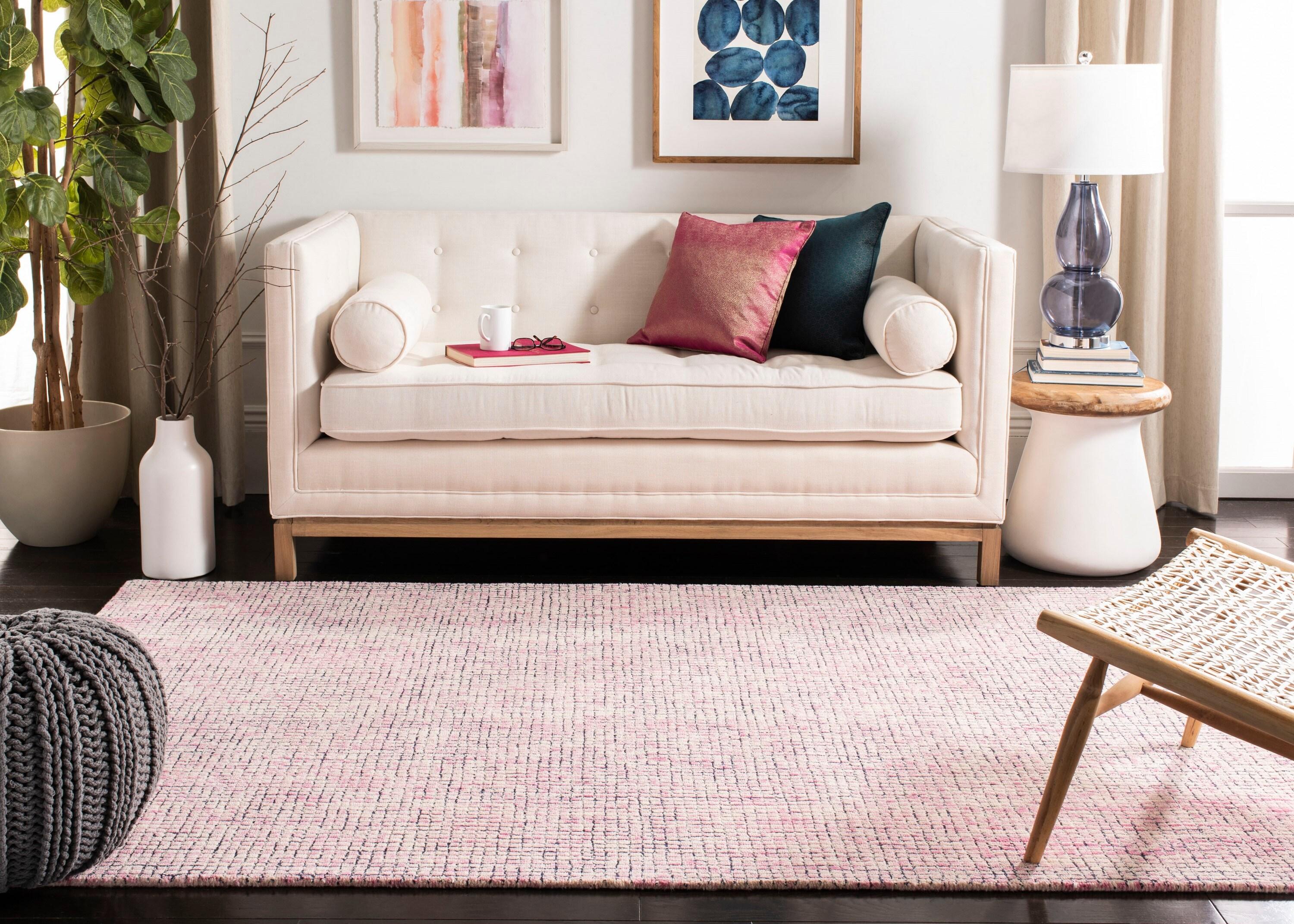 Abstract ABT473 Hand Tufted Runner Rug - Ivory/Pink - 2'3" X 8' - Safavieh.