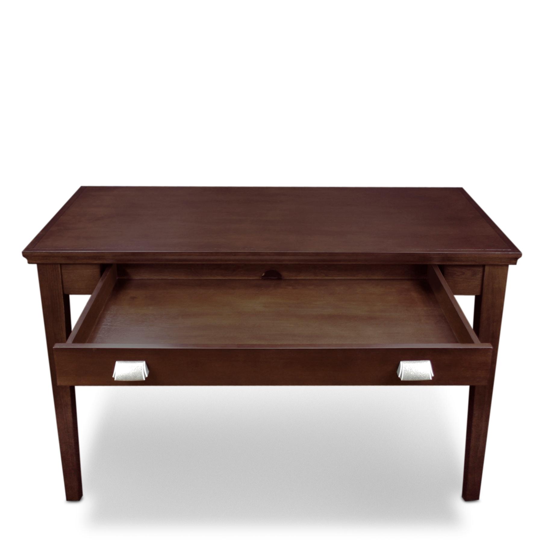 Chocolate Cherry Wood Writing Desk with Drawer and Keyboard Tray