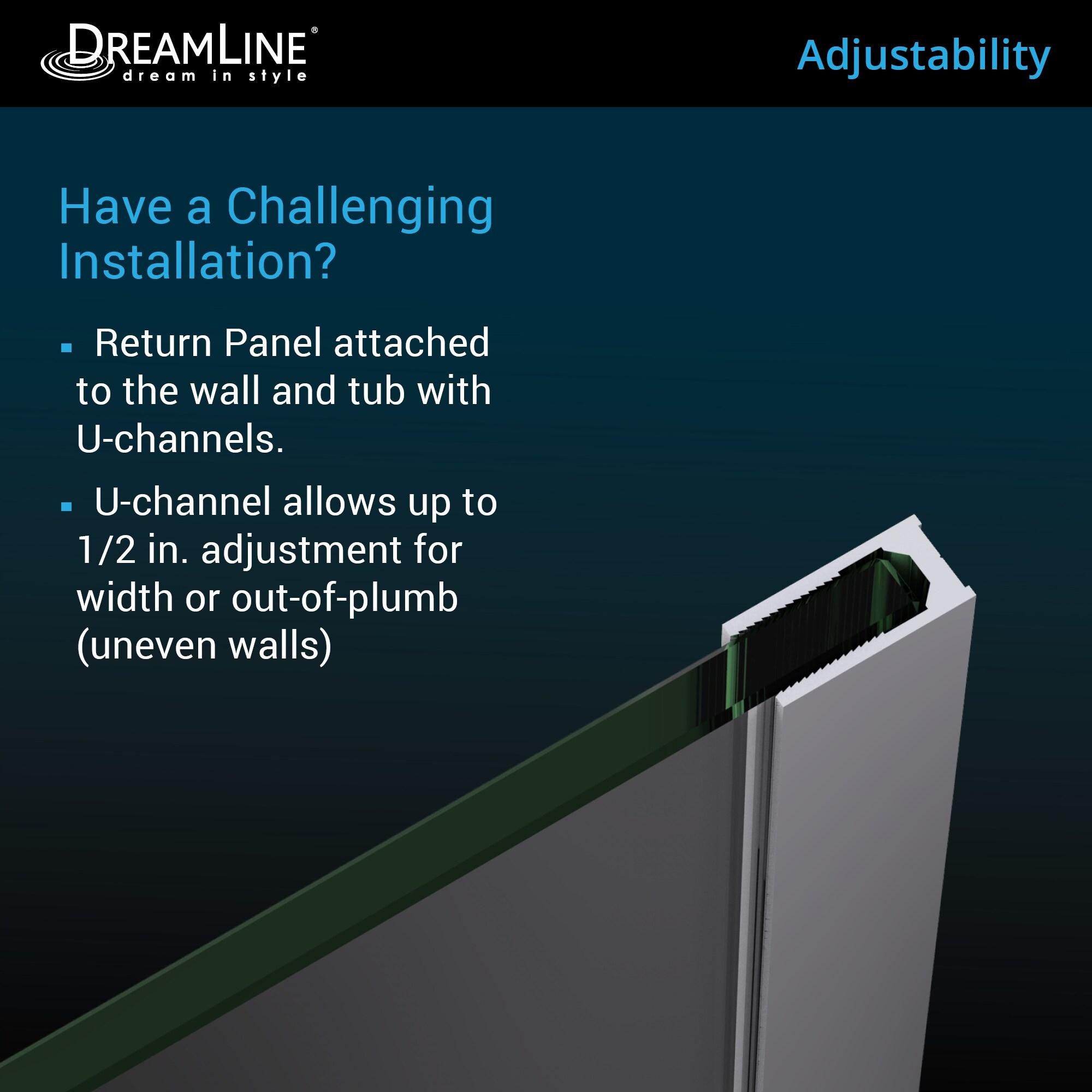 Aqua Uno 56" W x 58" H Hinged Semi-Frameless Tub Door