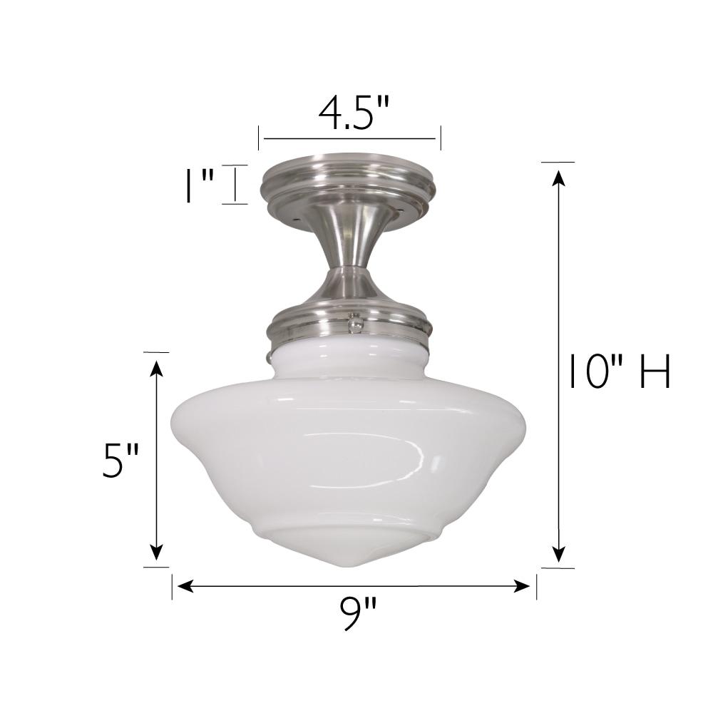 Design House Schoolhouse 9" Semi-Flush Mount Ceiling Light, Satin Nickel