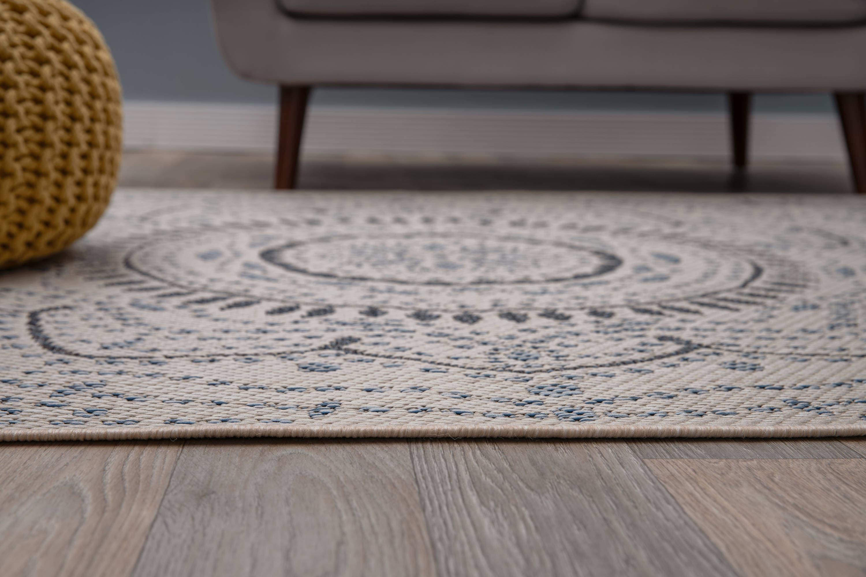 World Rug Gallery Portia Oriental Medallion Indoor/Outdoor Area Rug - Cream 5' x 7'