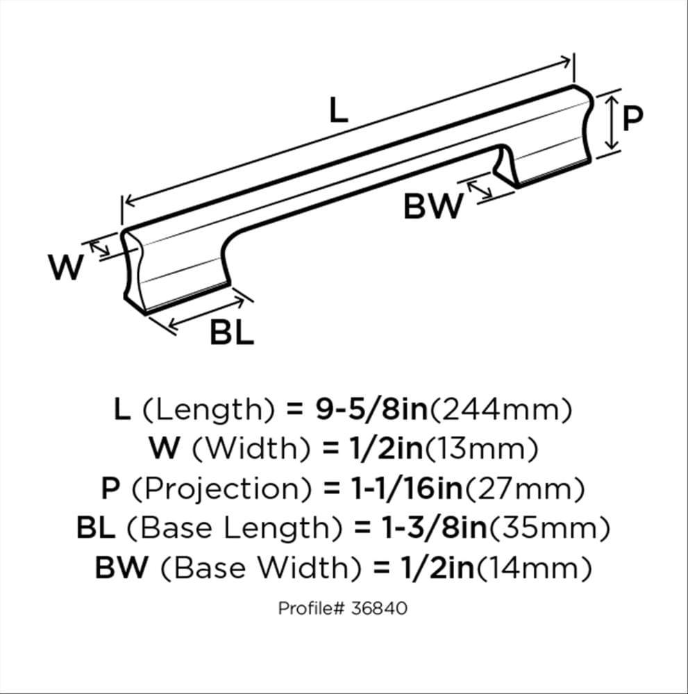 Amerock Status 8-13/16 inch (224mm) Center-to-Center Satin Nickel Cabinet Pull