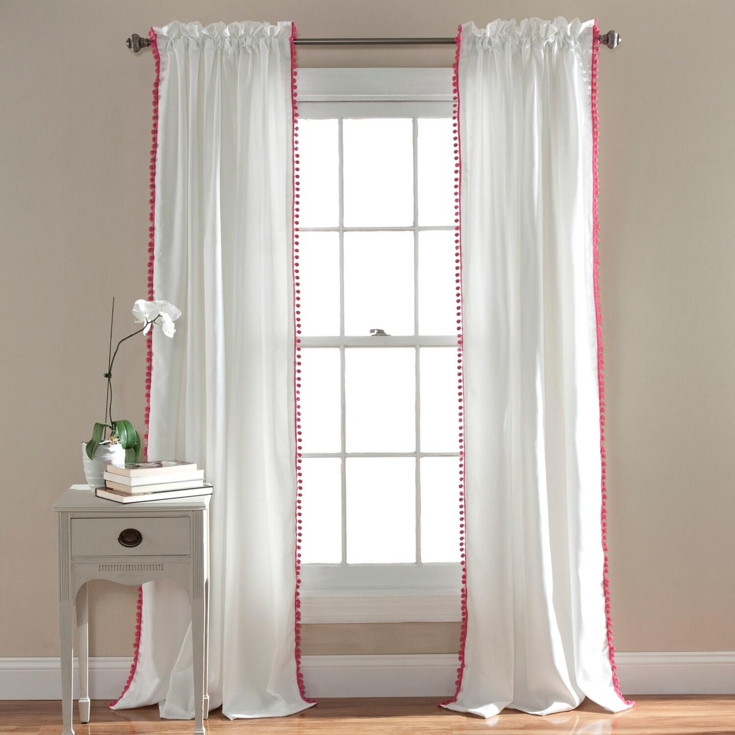 Lush Decor Pom Pom Semi Sheer Curtain Single Panel