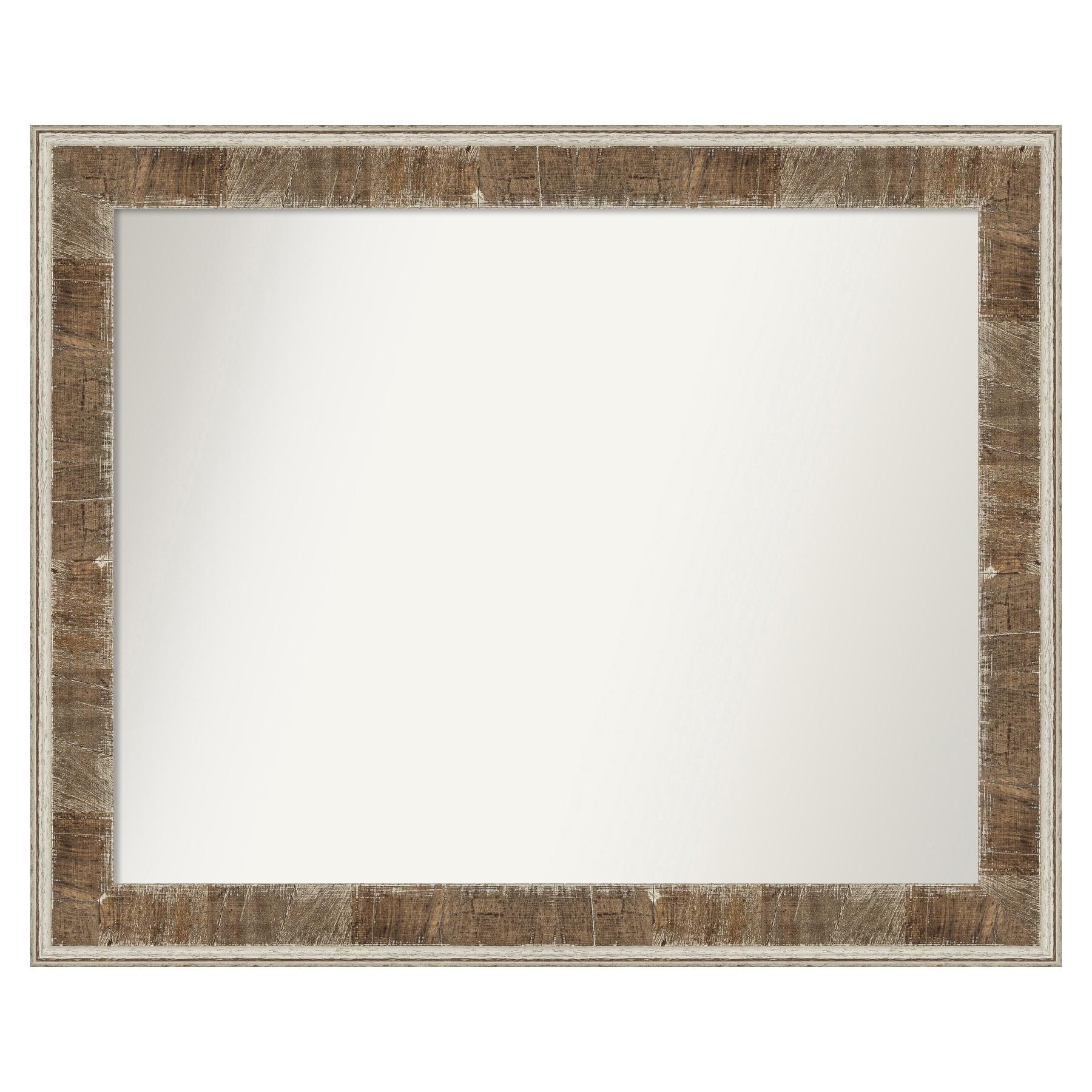 Amanti Art Farmhouse Brown Narrow Non-Beveled Wood Bathroom Wall Mirror 26.75 x 32.75 in.