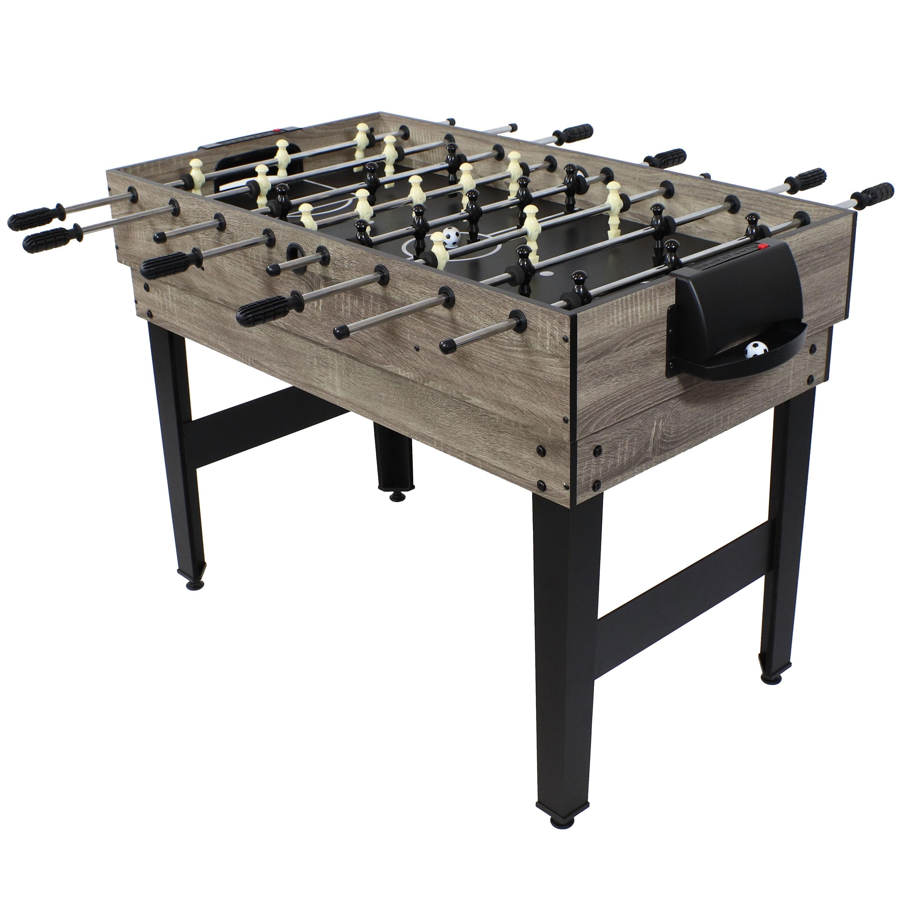 Sunnydaze Indoor Multi-Game Table with Billiards, Push Hockey, Foosball, Ping Pong, Bowling, and More - Classic Wood Stain