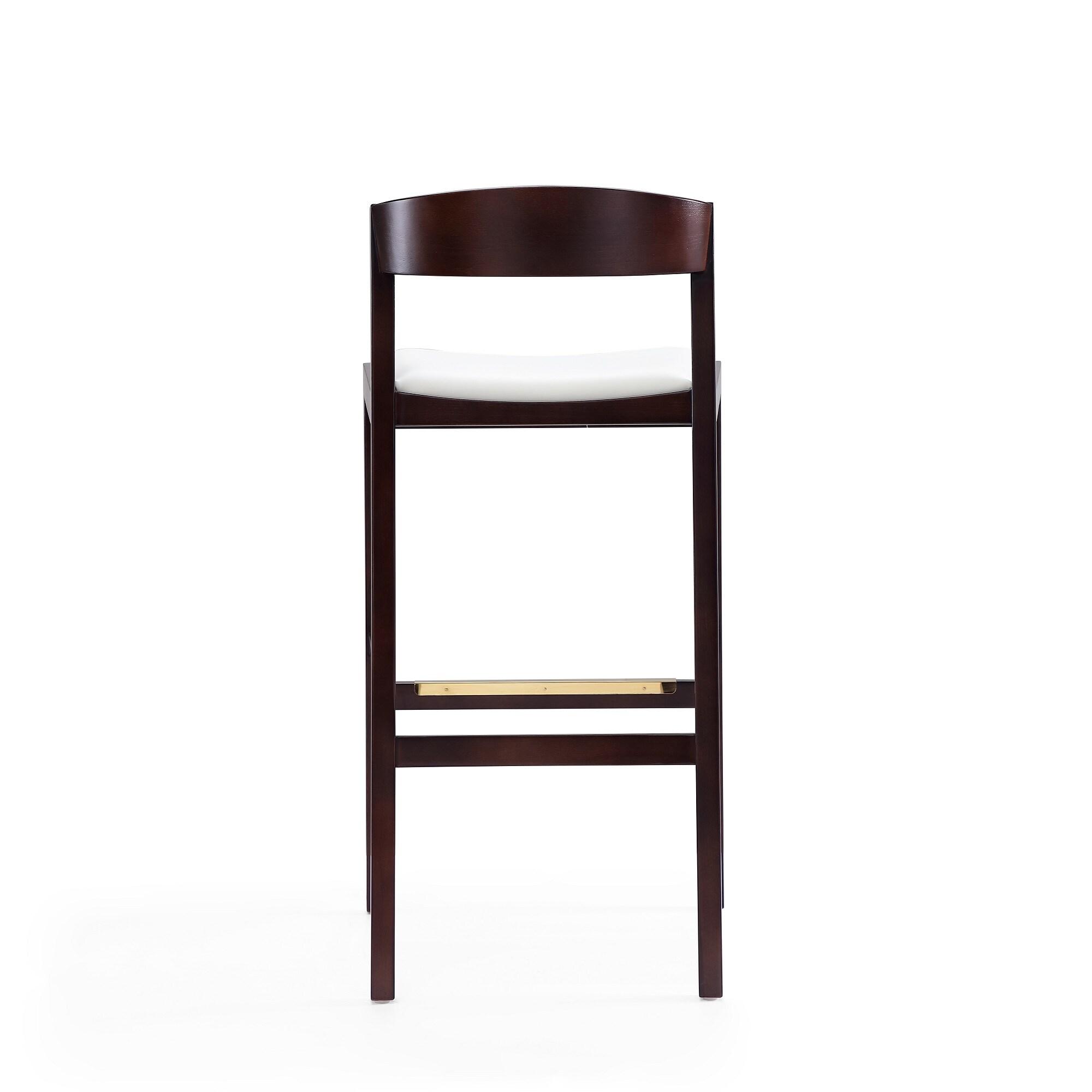 Set of 2 Klismos Upholstered Beech Wood Barstools Ivory - Manhattan Comfort: 30" Fixed Height, Foam Padded