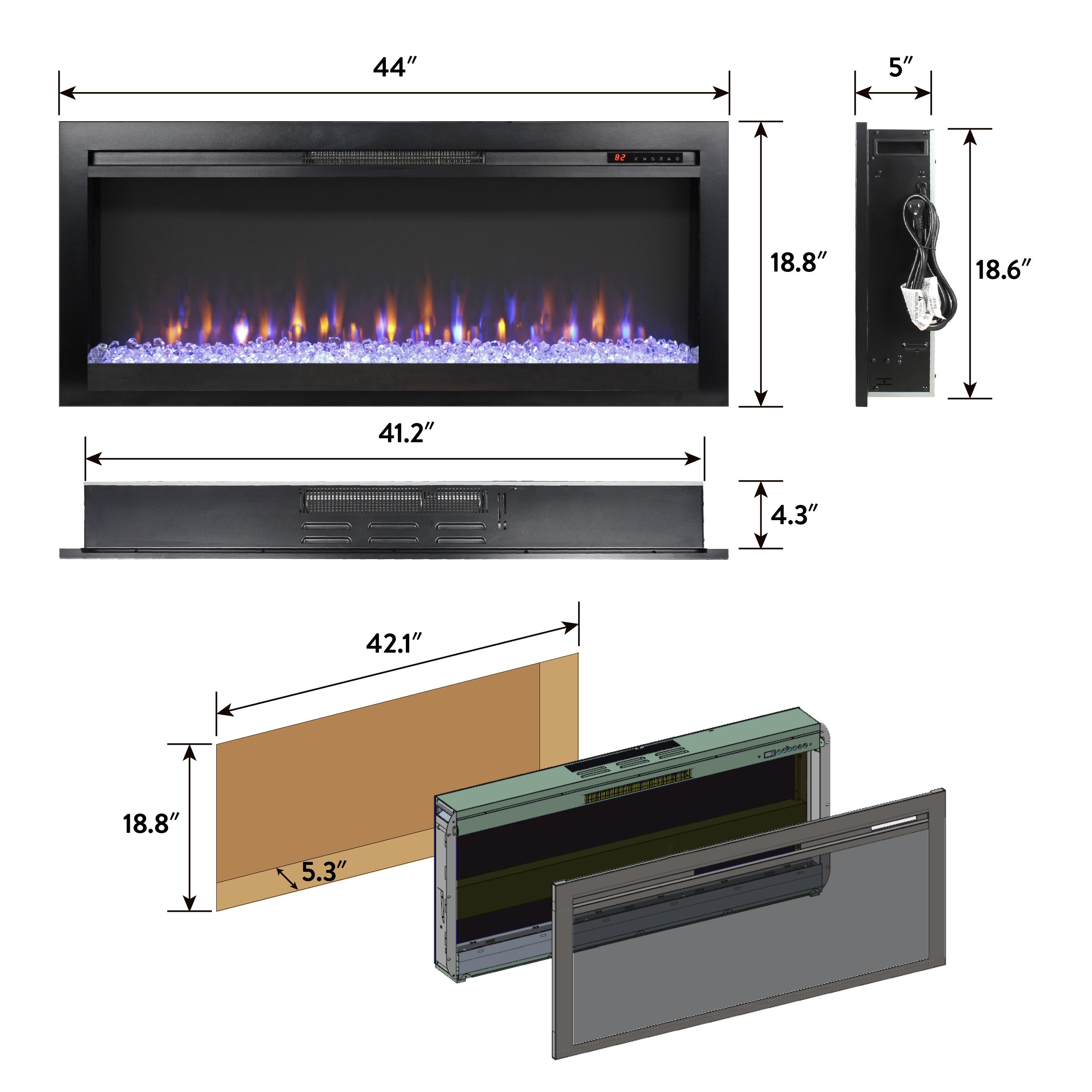 35"W Recessed Multicolor LED Electric Fireplace - 35