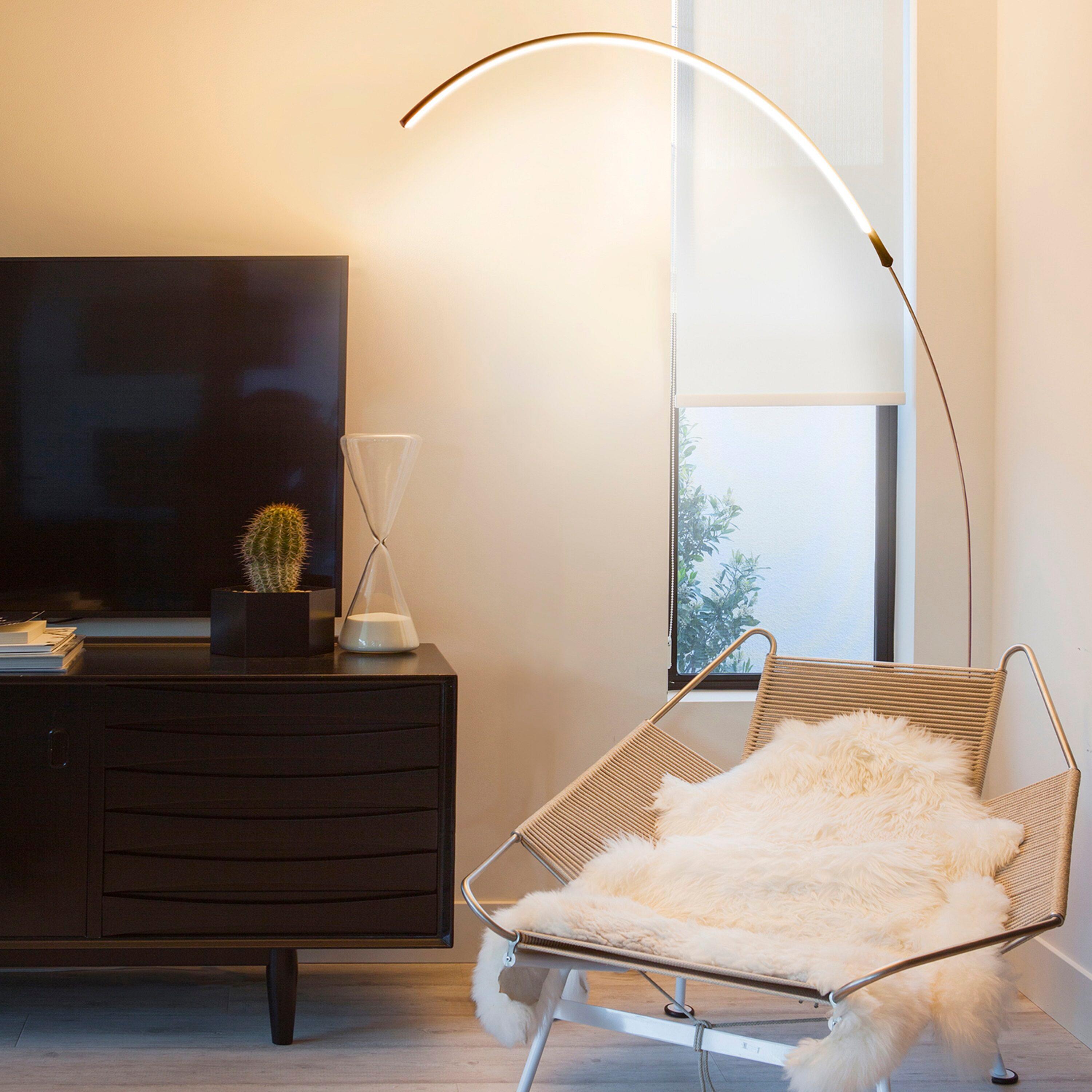 Brightech Sparq Arc 67 in. Industrial LED Floor Lamp with Built-In 3-Way Dimmer