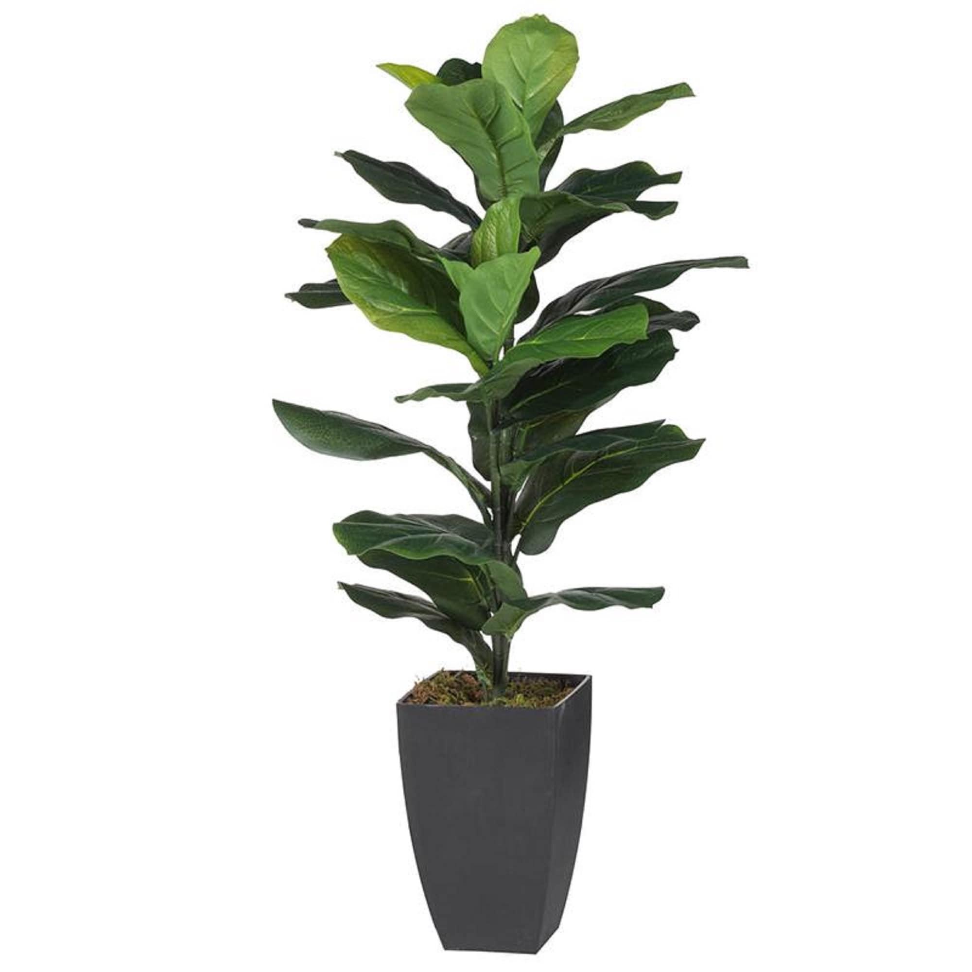 35" Green Plastic Potted Fiddle Leaf Fig Tree