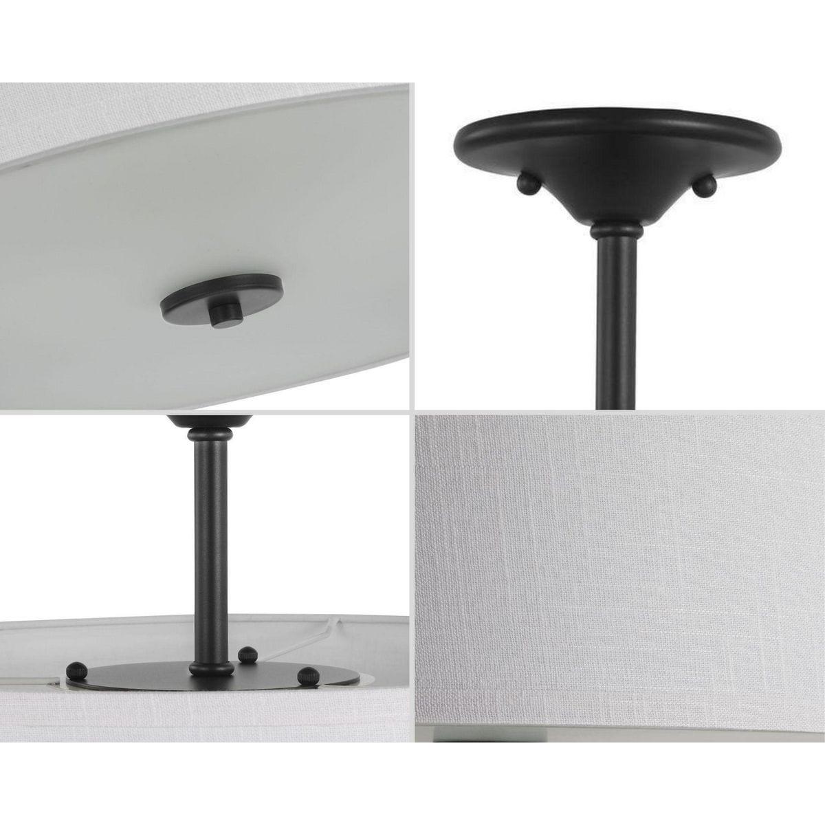Progress Lighting, Inspire Collection, 3-Light Semi-Flush Mount, Graphite, Summer Linen Shade