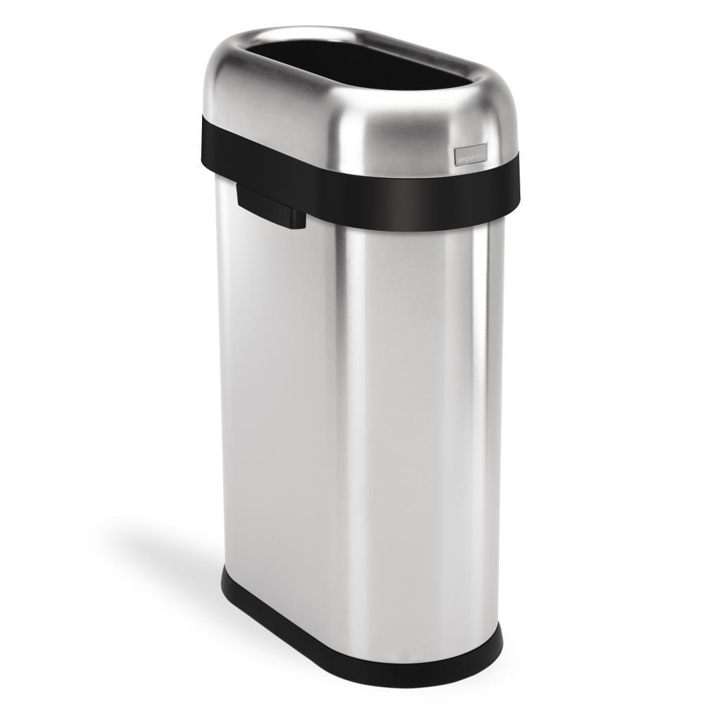 Simplehuman 50L/13.2 Gallon Slim Open Top Trash Can, Commercial Grade Heavy Gauge Stainless Steel