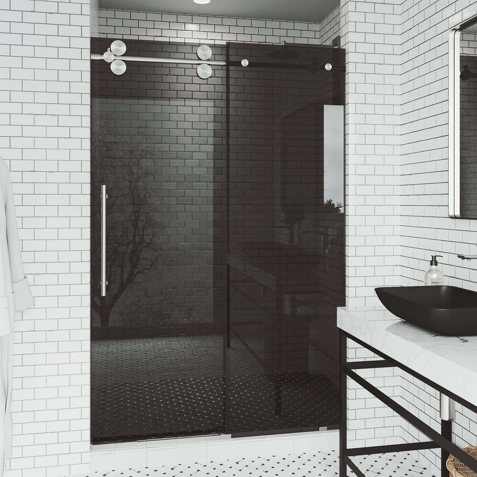 Elan 56-60" W x 74" H Sliding Frameless Shower Door with 3/8" Tinted Glass