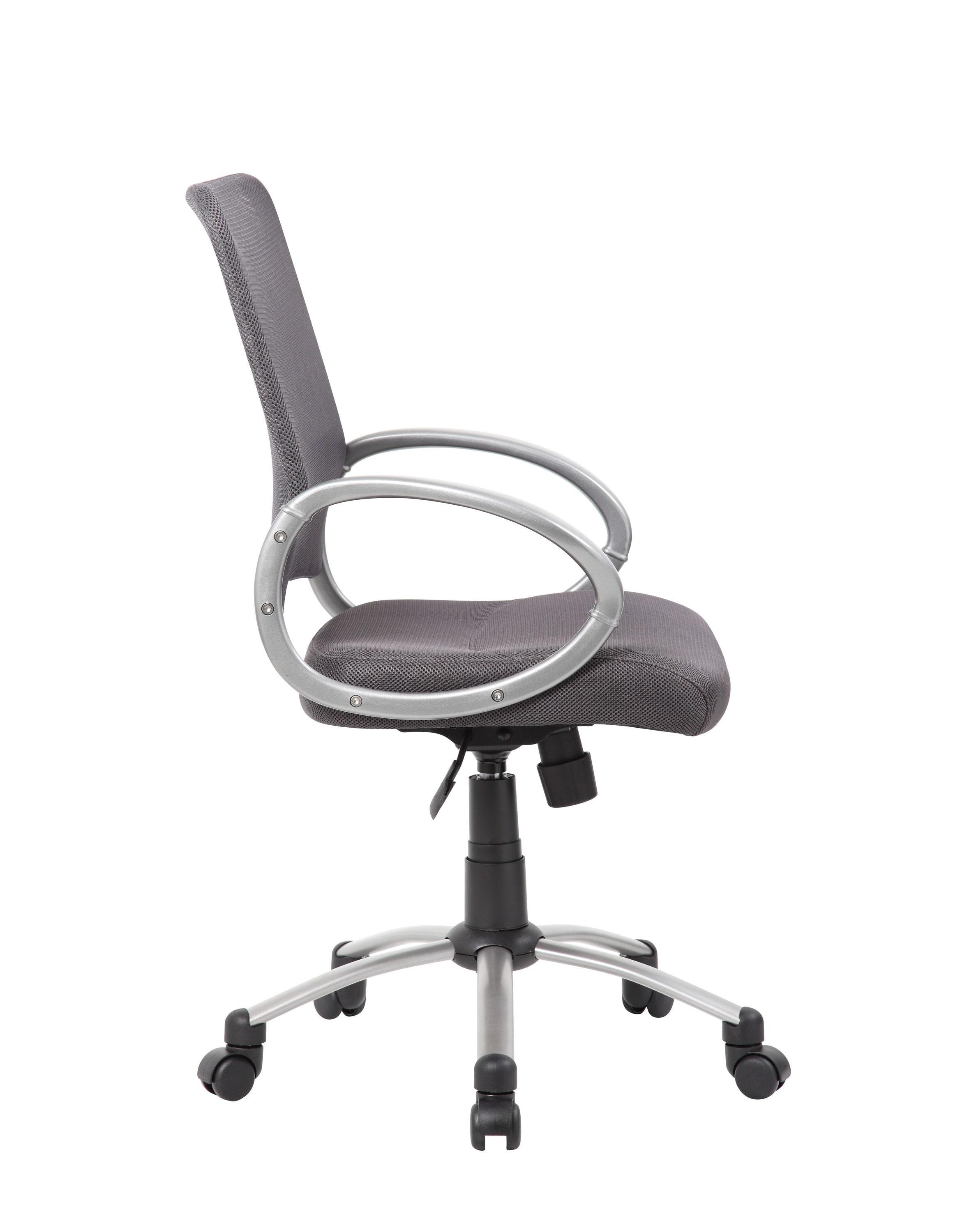 Boss Mesh Swivel Chair - Charcoal Gray: Pewter Finish, Adjustable Height & Tilt, 5-Star Base