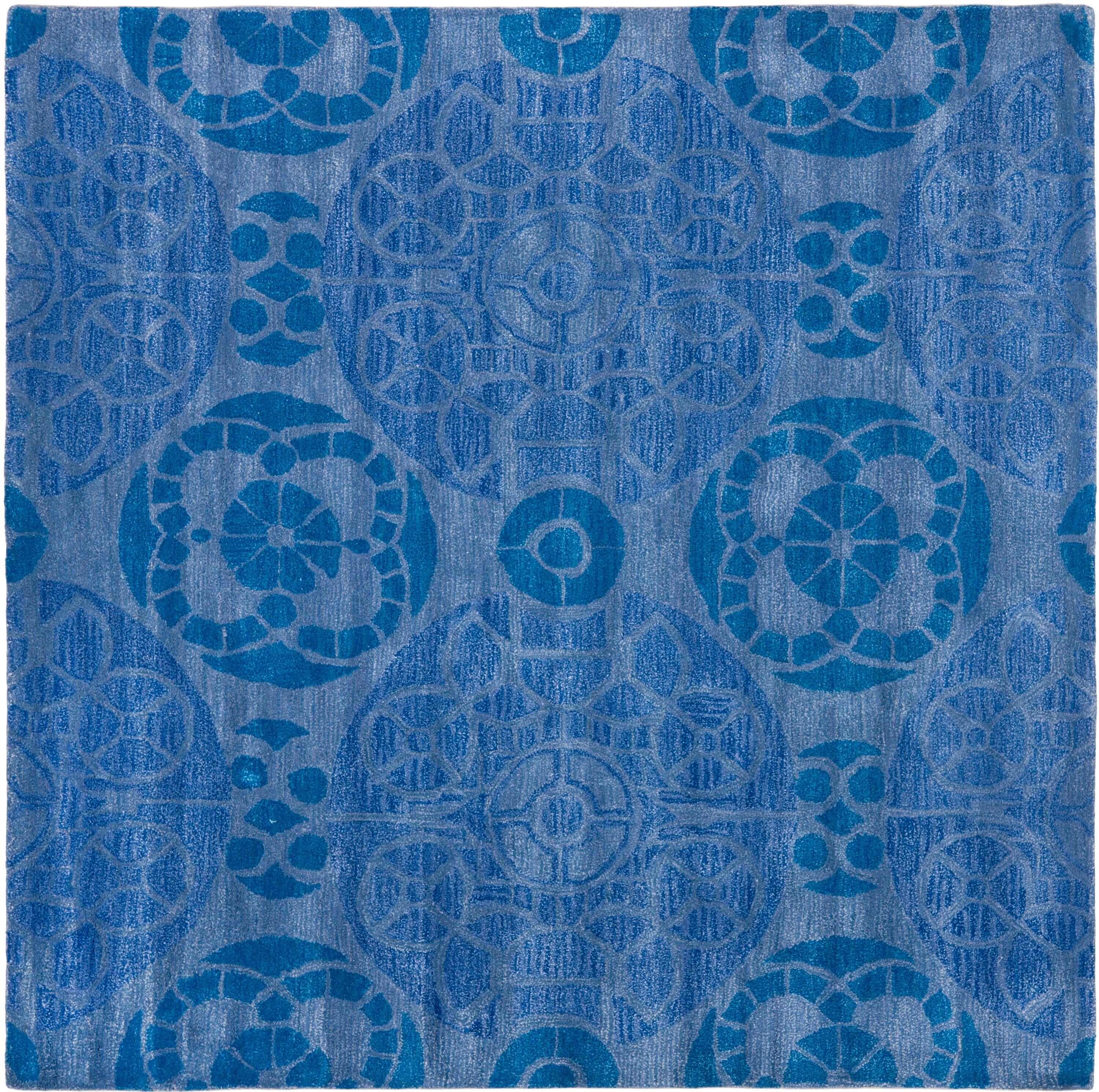 Wyndham WYD376 Hand Tufted Indoor Area Rug - Blue - 5'x5' - Safavieh.