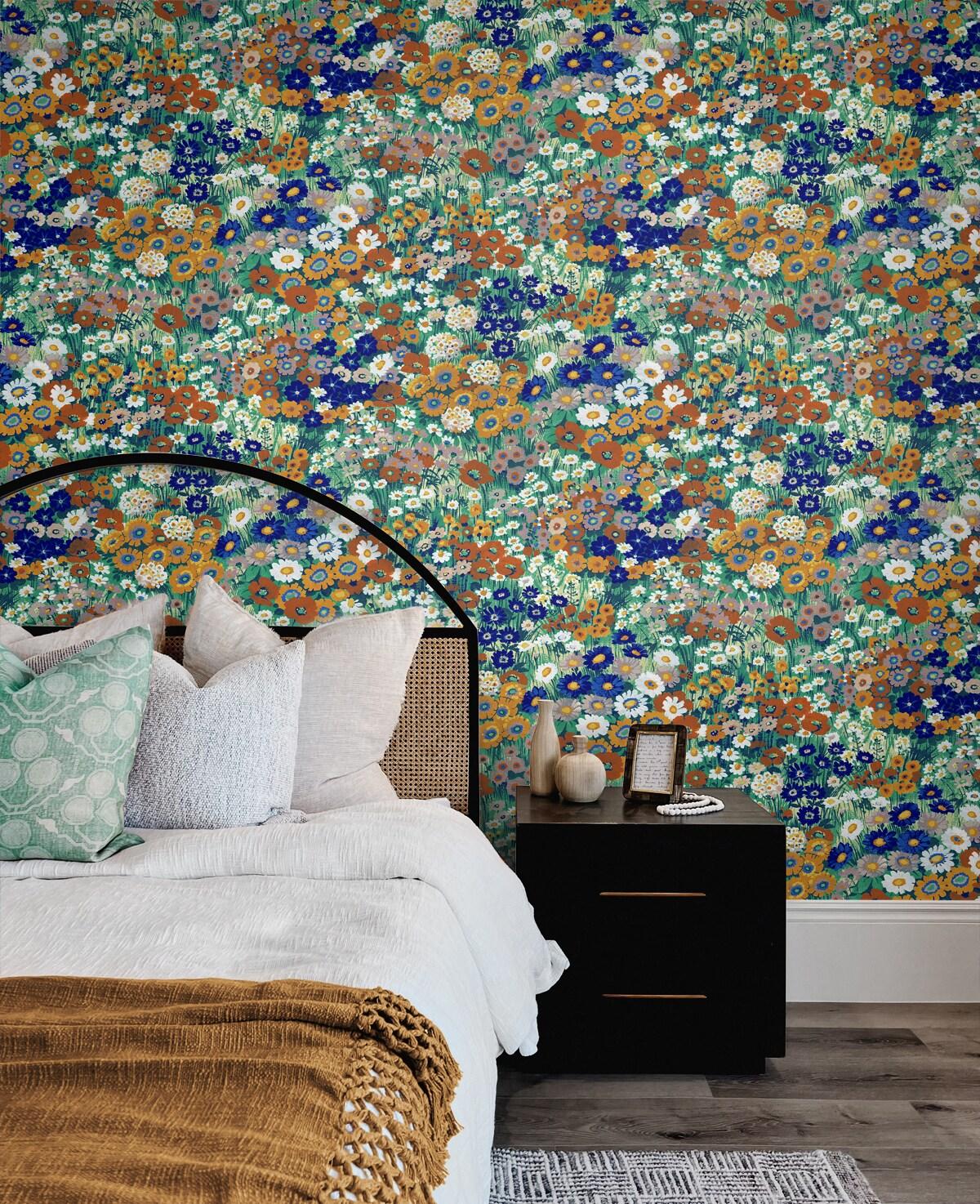 NextWall Floral Summer Glades & Terra Cotta Meadow Peel and Stick Wallpaper