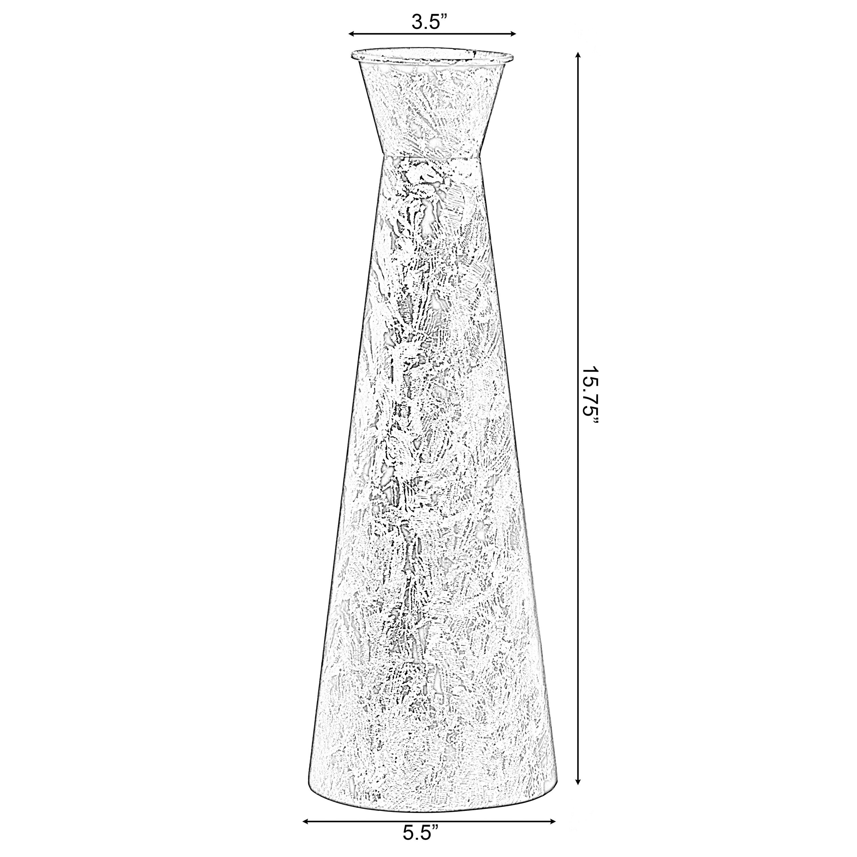 Brushed Paint Unique Straight Design Metal Decorative Floor Vase Flower Holder for Entryway, Living Room, or Dining