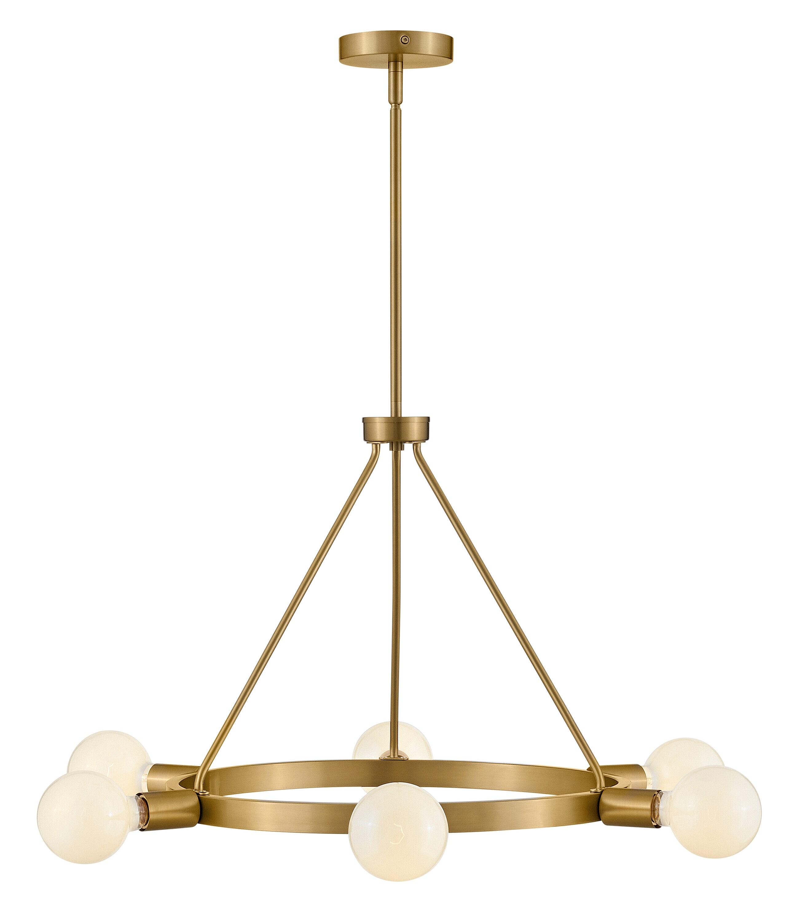 Lark Orla 6 - Light Chandelier in  Lacquered Brass