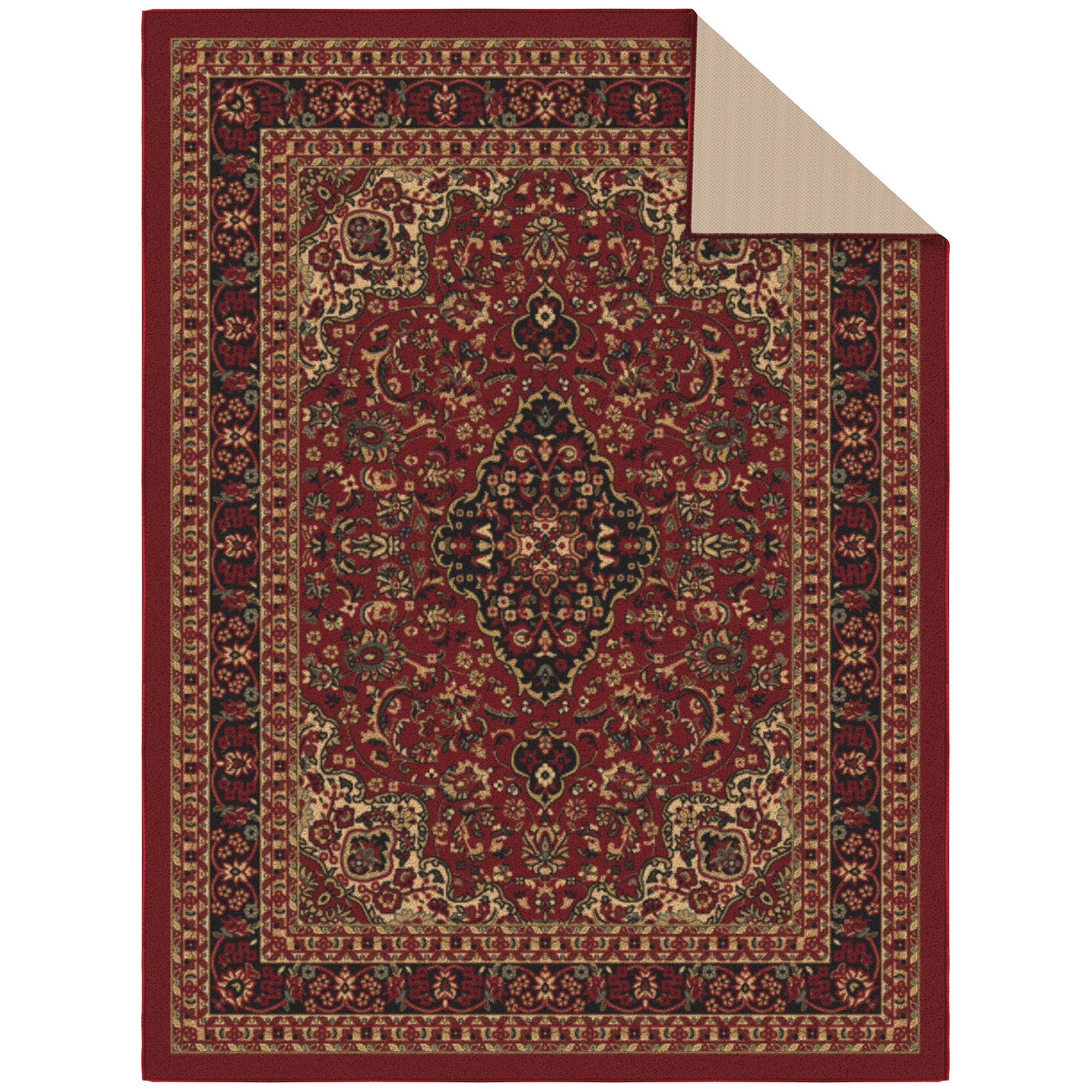 Ottomanson Non-Slip Rubberback Medallion Oriental 5x7 Indoor Area Rug, 5' x 6'6", Red