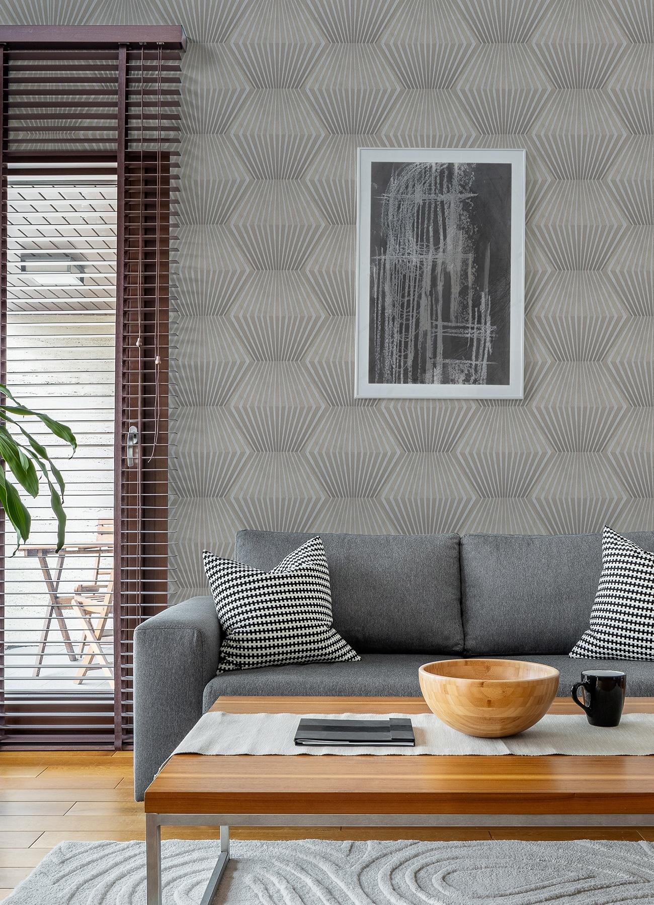 Advantage Lehnmann Taupe Geo Wallpaper