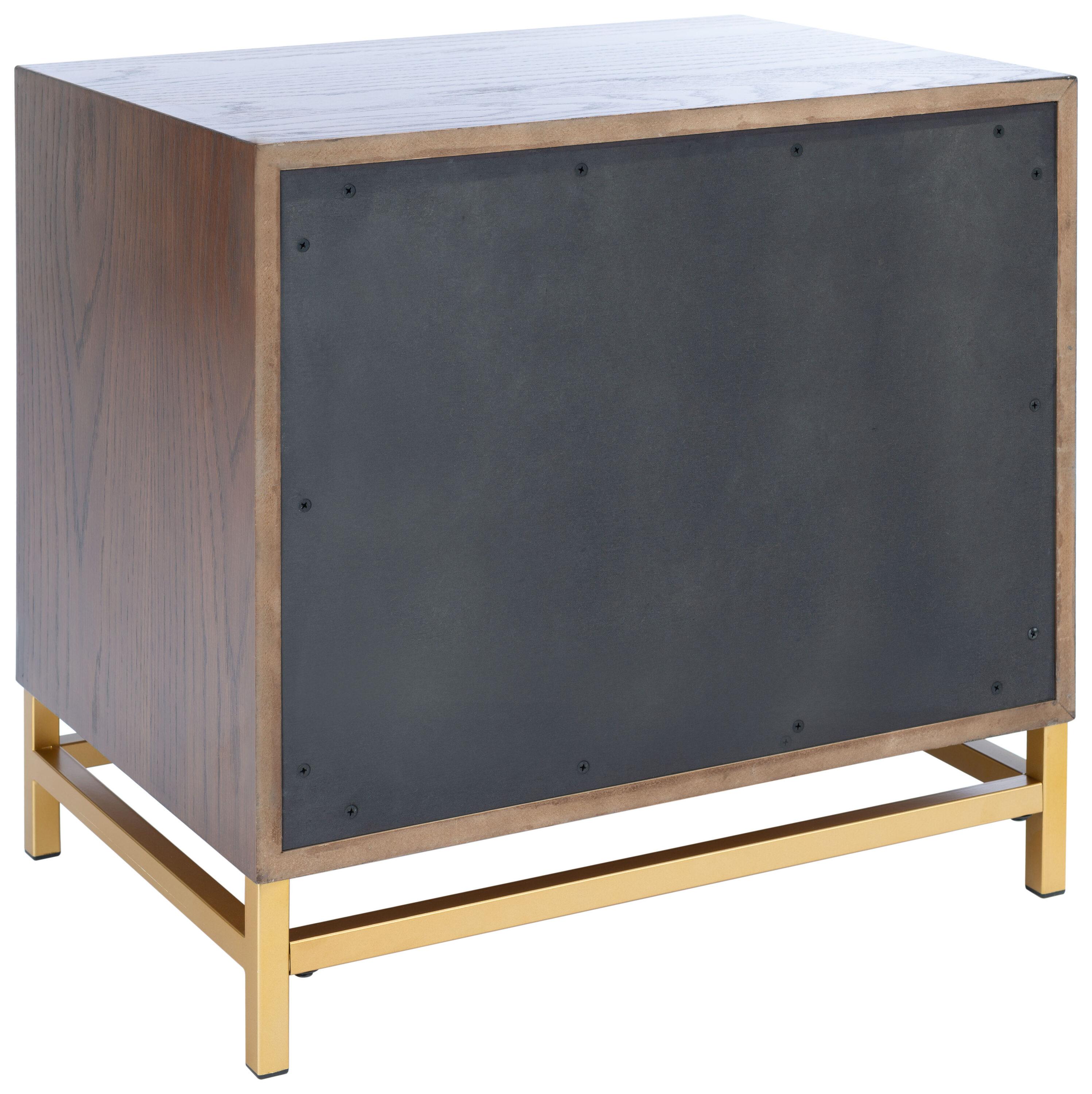 Fenno 2 Drawer Nightstand - Walnut/Brass - Safavieh.
