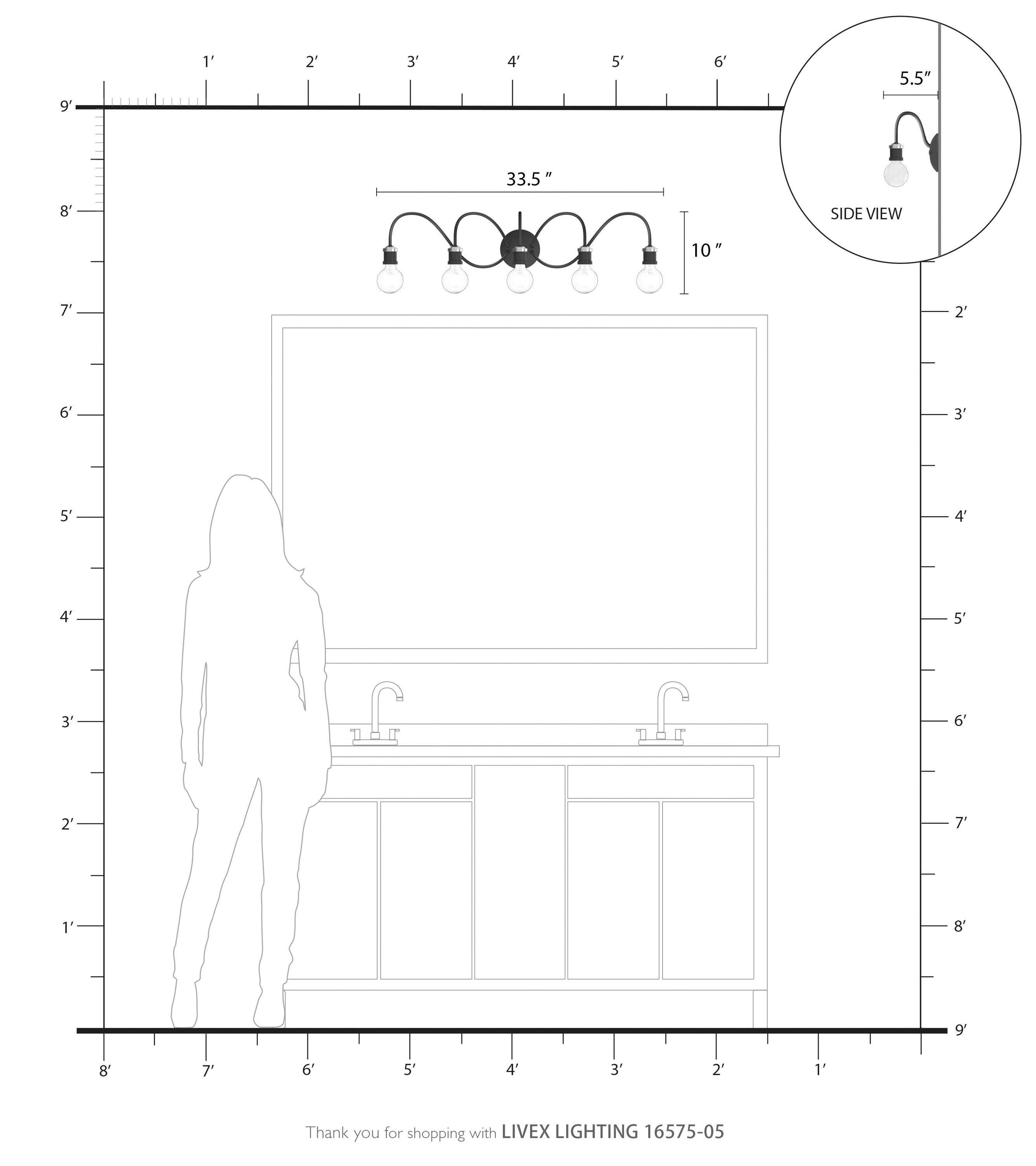 Livex Lighting - Lansdale - 5 Light Large Bath Vanity In Transitional Style-7