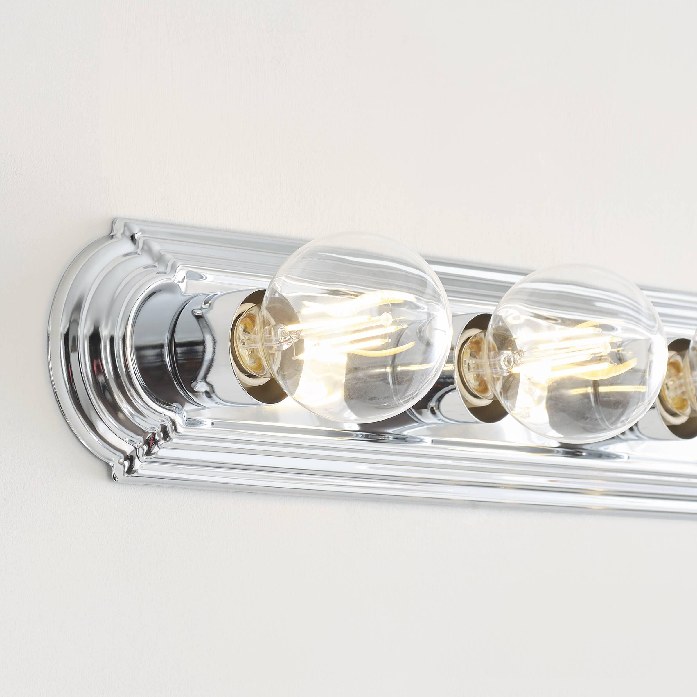 Chrome 4-Light Dimmable Wall Bath Fixture