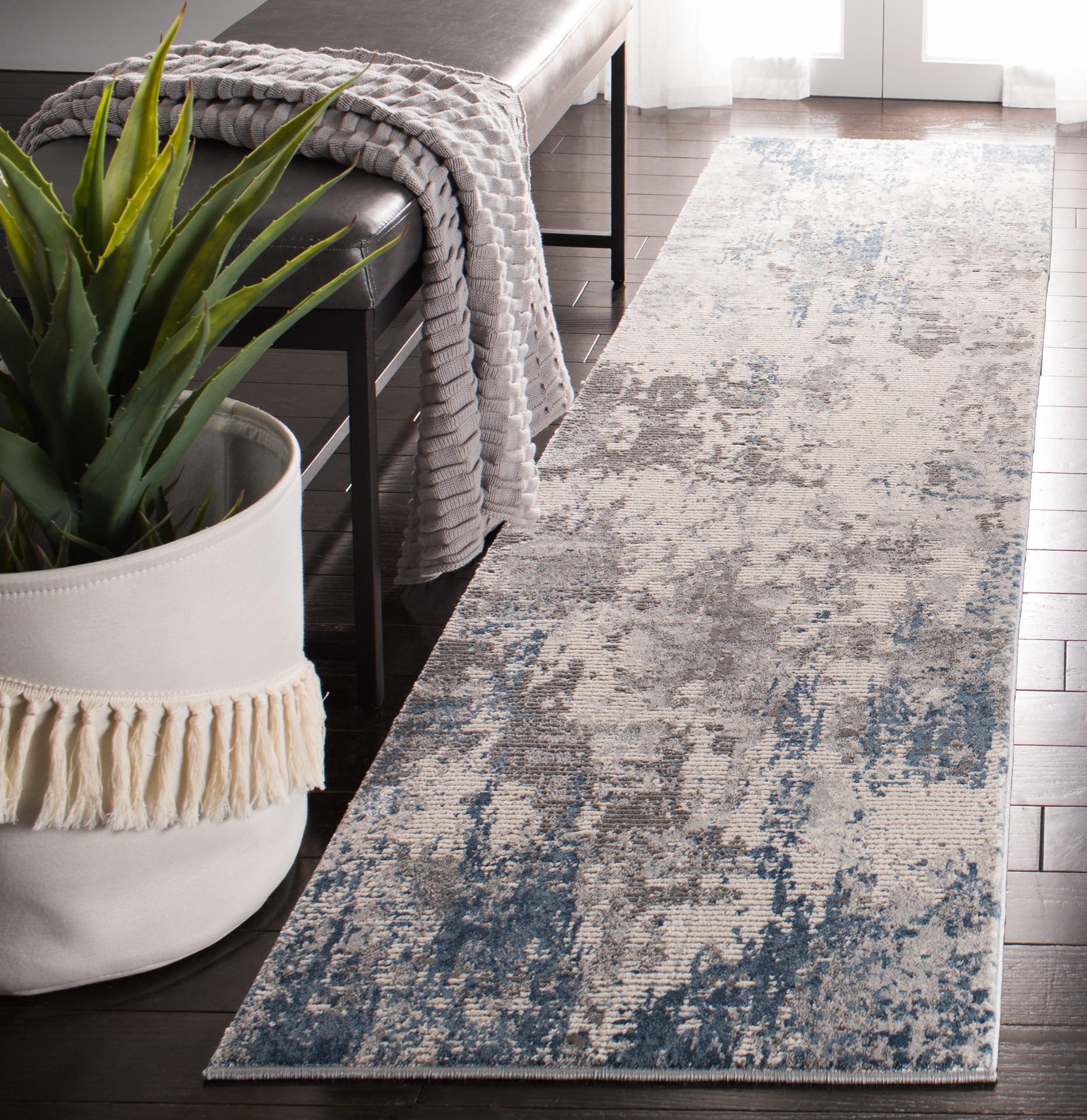 Invista INV481 Power Loomed Runner Rug - Grey/Blue - 2'x8' - Safavieh.