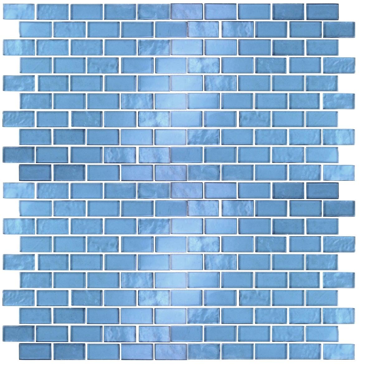 Abolos Landscape 1 in. x 2 in. Translucent Glass Plastic Face Mounted Brick Mosaic Designer Pool Tile