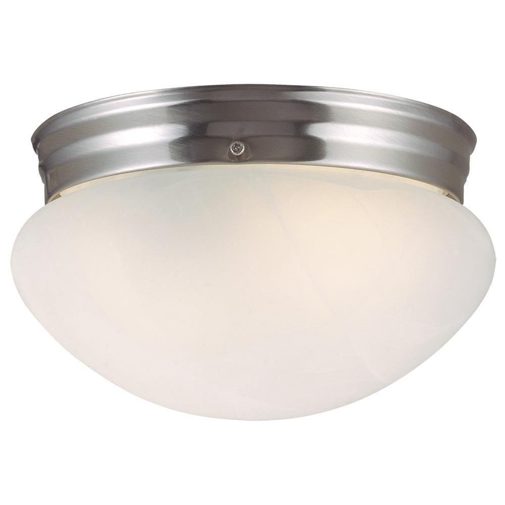 Design House 511576 Millbridge Traditional 1-Light Indoor Flush Mount Ceiling Light Dimmable Alabaster Glass for Bedroom Dining Room Kitchen, Satin Nickel