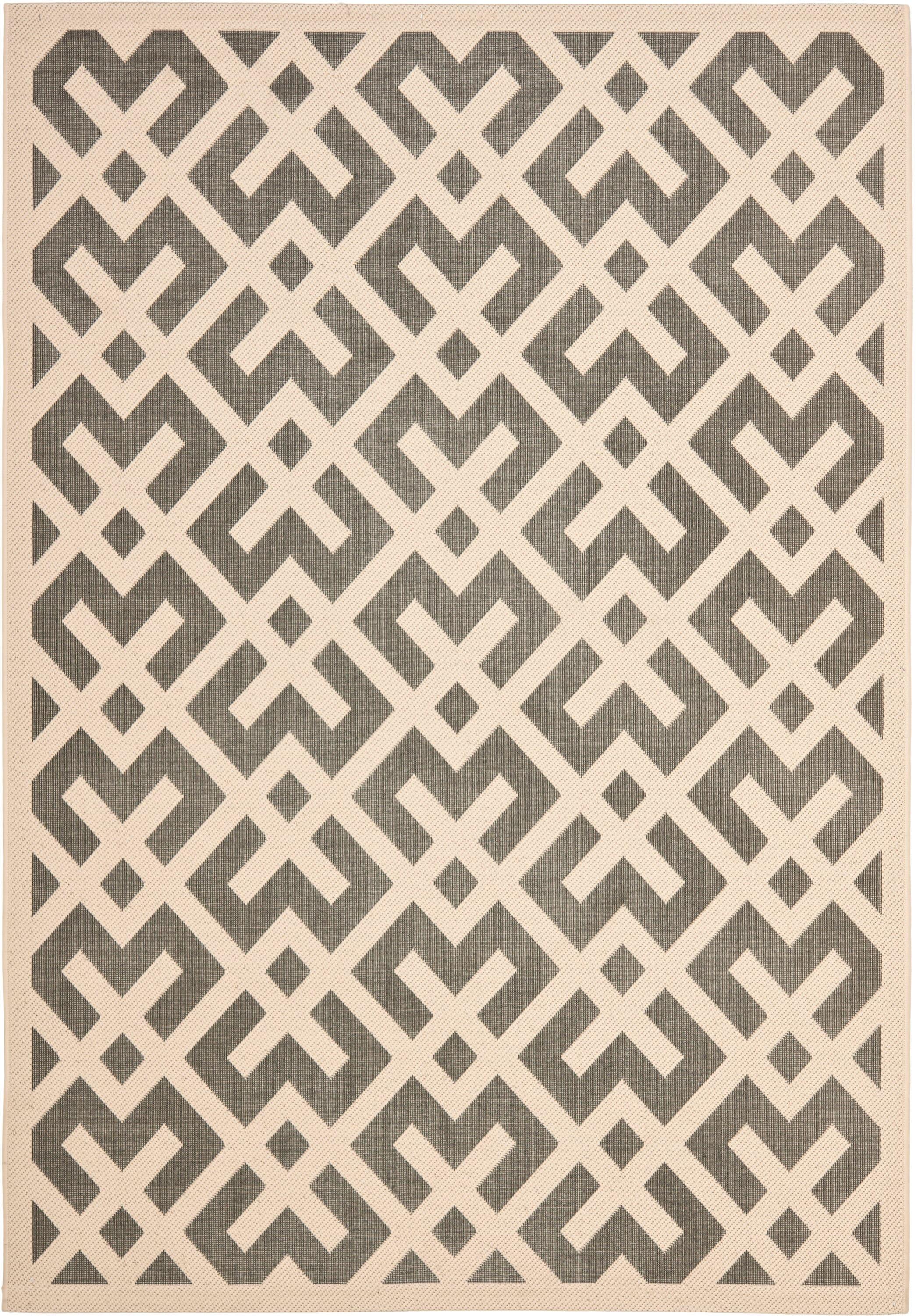 Courtyard CY6915 Power Loomed Indoor and Outdoor Area Rug - Grey/Bone - 4'x5'7" - Safavieh